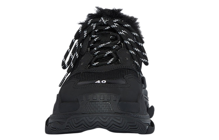 (WMNS) Balenciaga Triple S 'Fake Fur - Black' 668562W3CQ51000 - 3