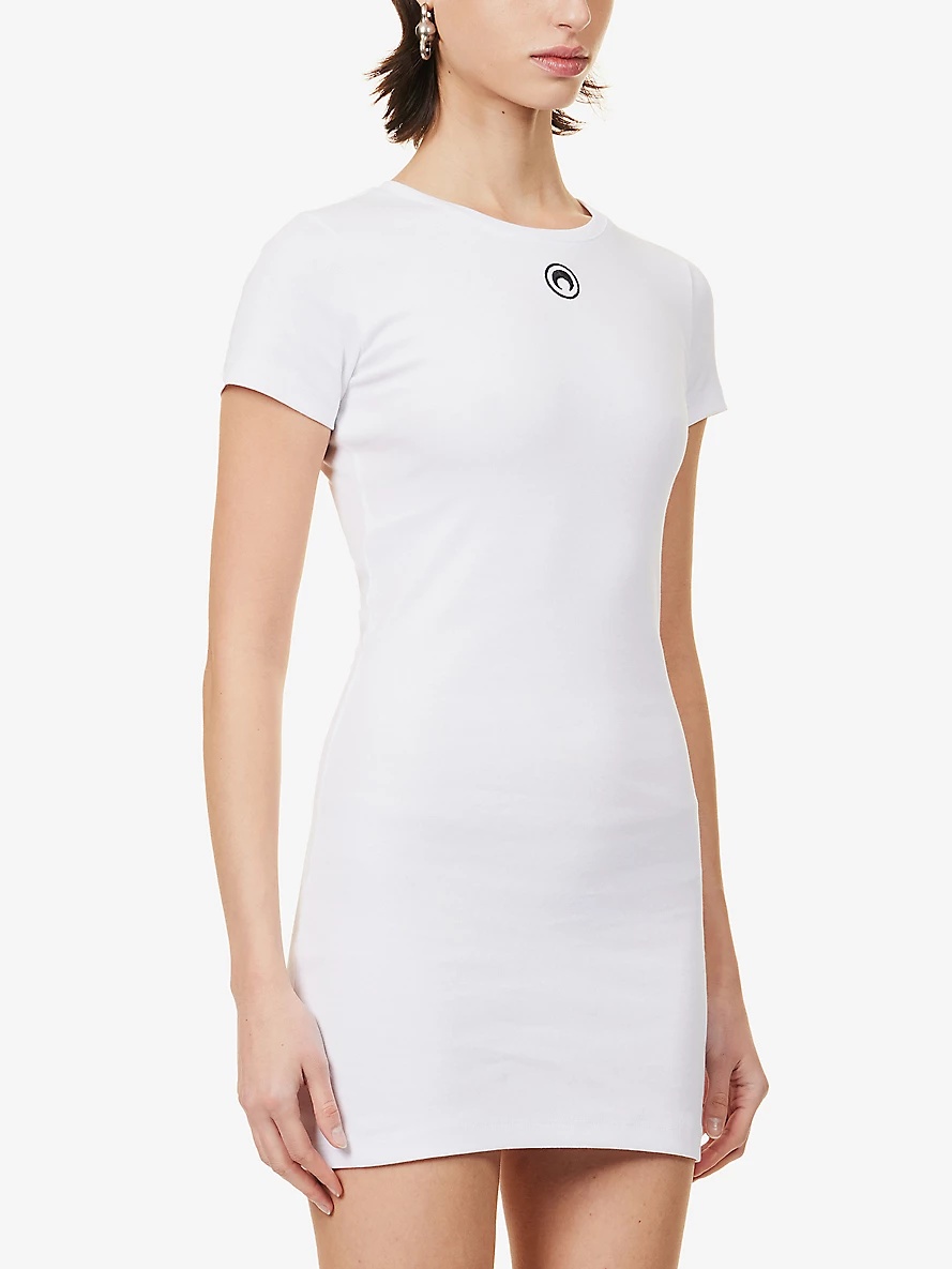 Moon-embroidered slim-fit cotton-jersey mini dress - 3