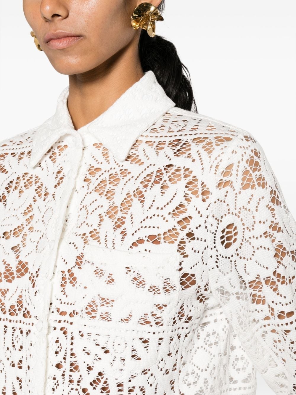 Boy lace-embroidered button-down shirt - 5