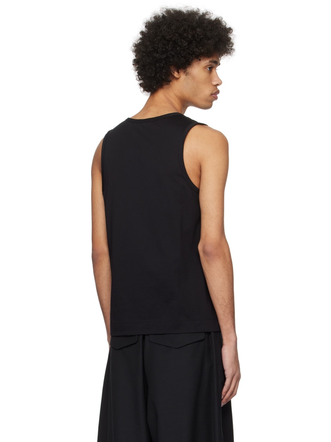 Black Double-Pleated Tank Top - 3