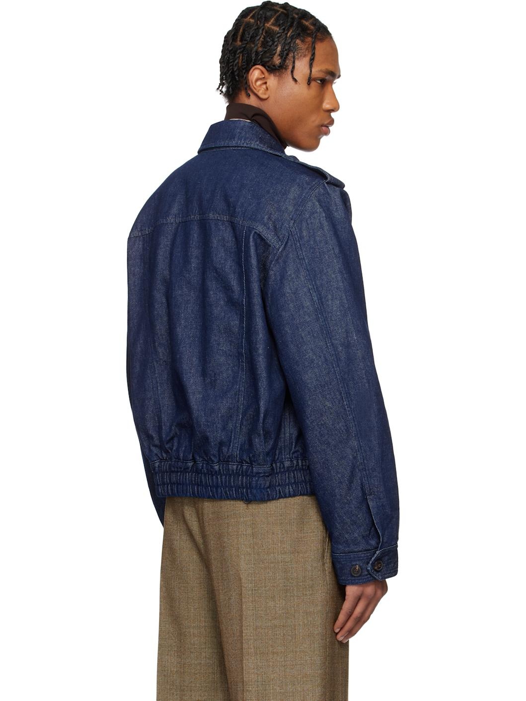 Navy Cropped Denim Jacket - 3