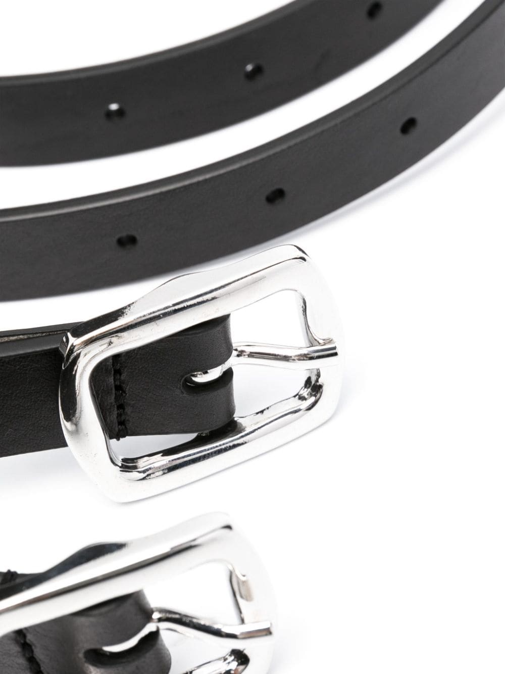 double-buckle leather belt - 2