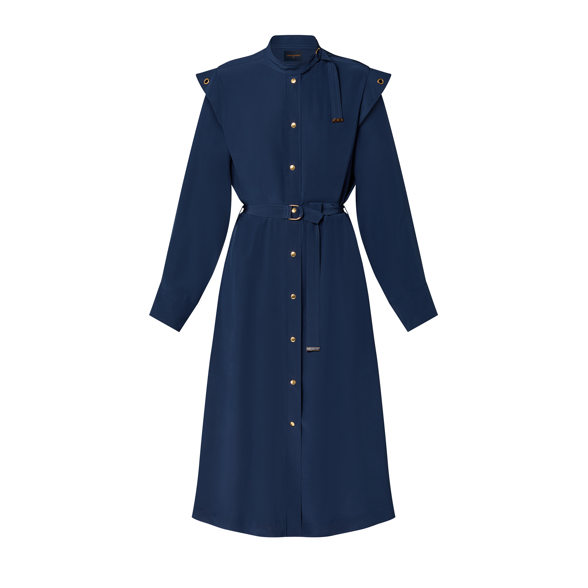 Long-Sleeved Epaulette Shirt Dress - 1