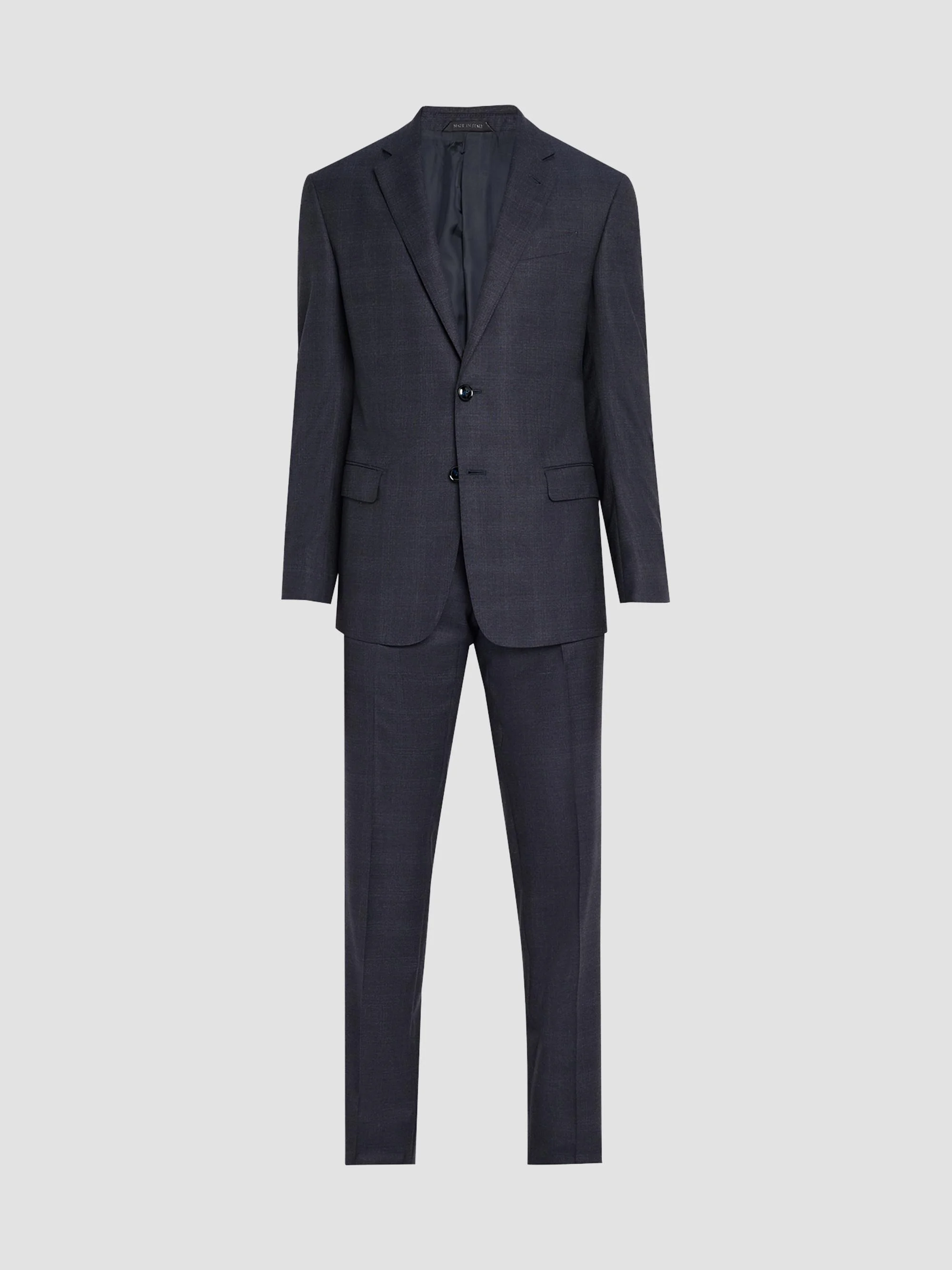 Men's Tonal Check Wool Suit - Dark Navy - 1