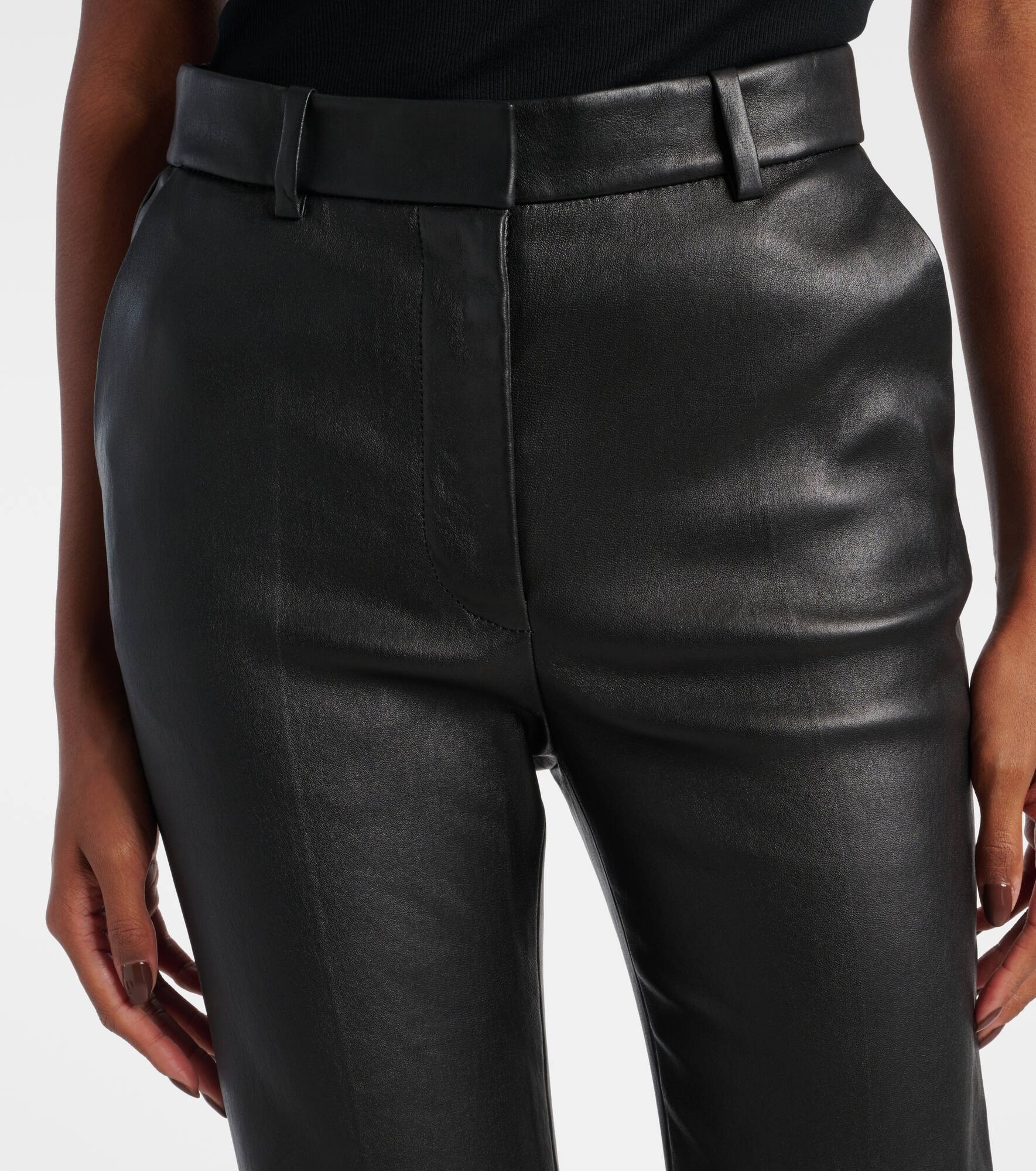 Tafira mid-rise leather flared pants - 4