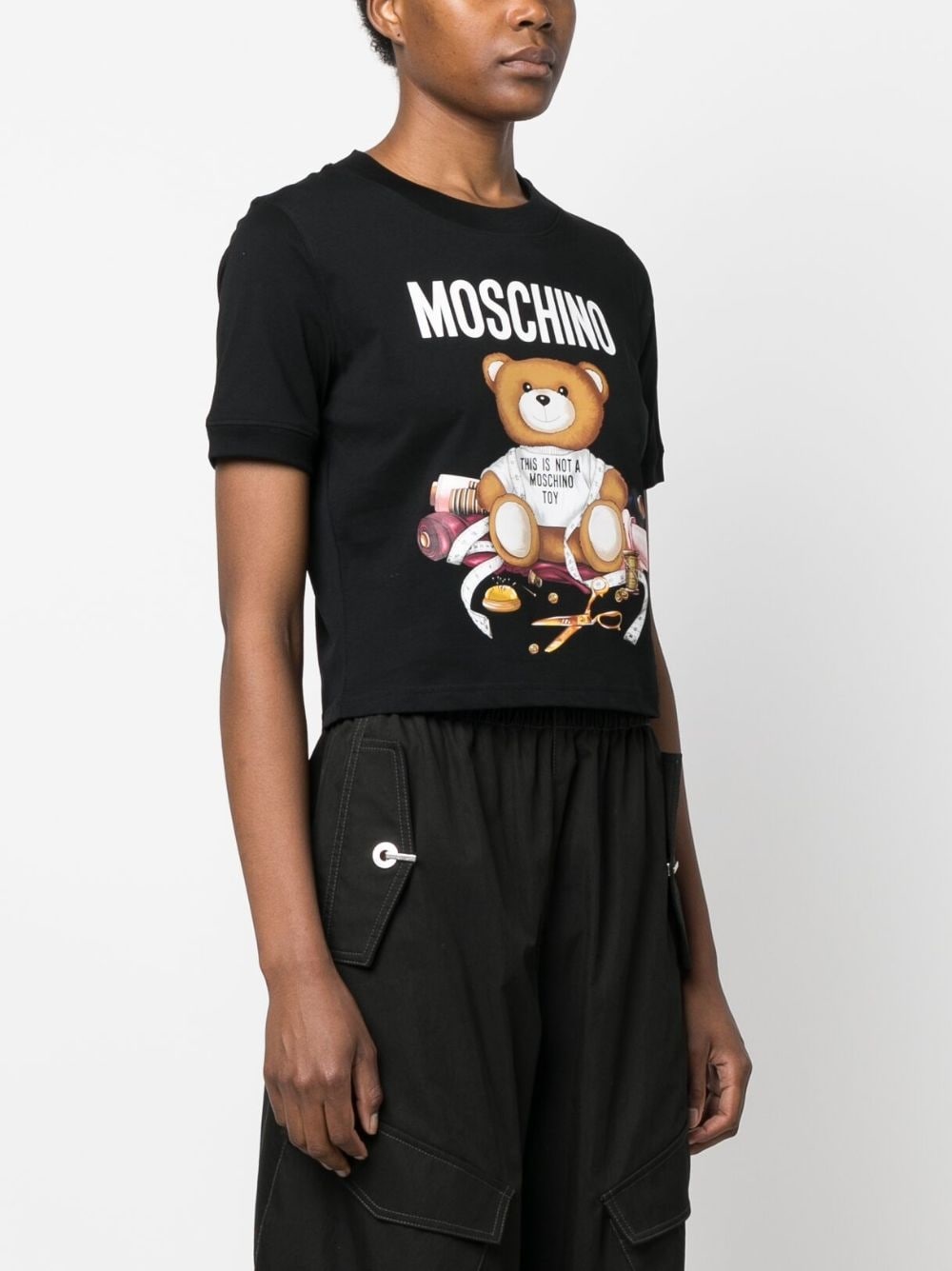 Moschino Black Cotton Bear Toy T-Shirt