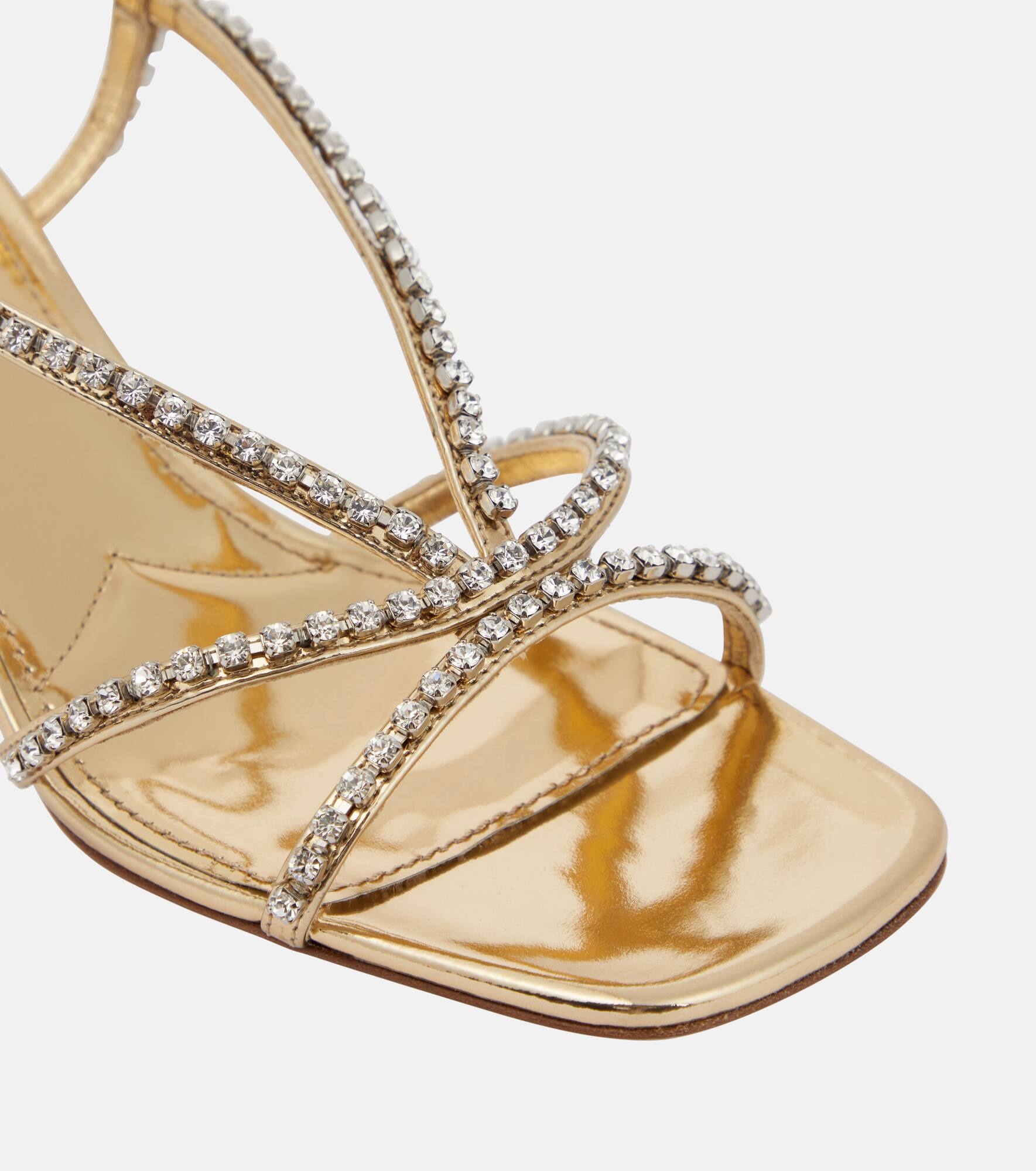 Embellished metallic leather sandals - 6