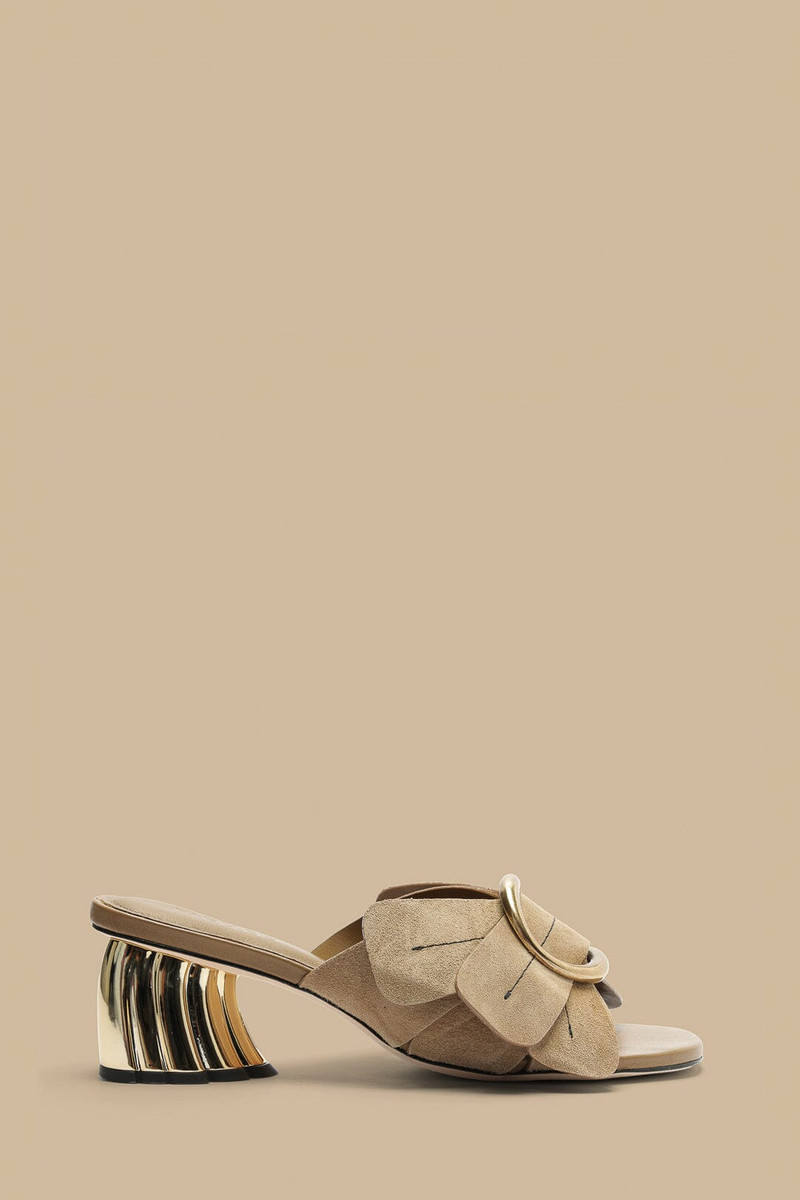Taupe Daisy Heeled Mule 1