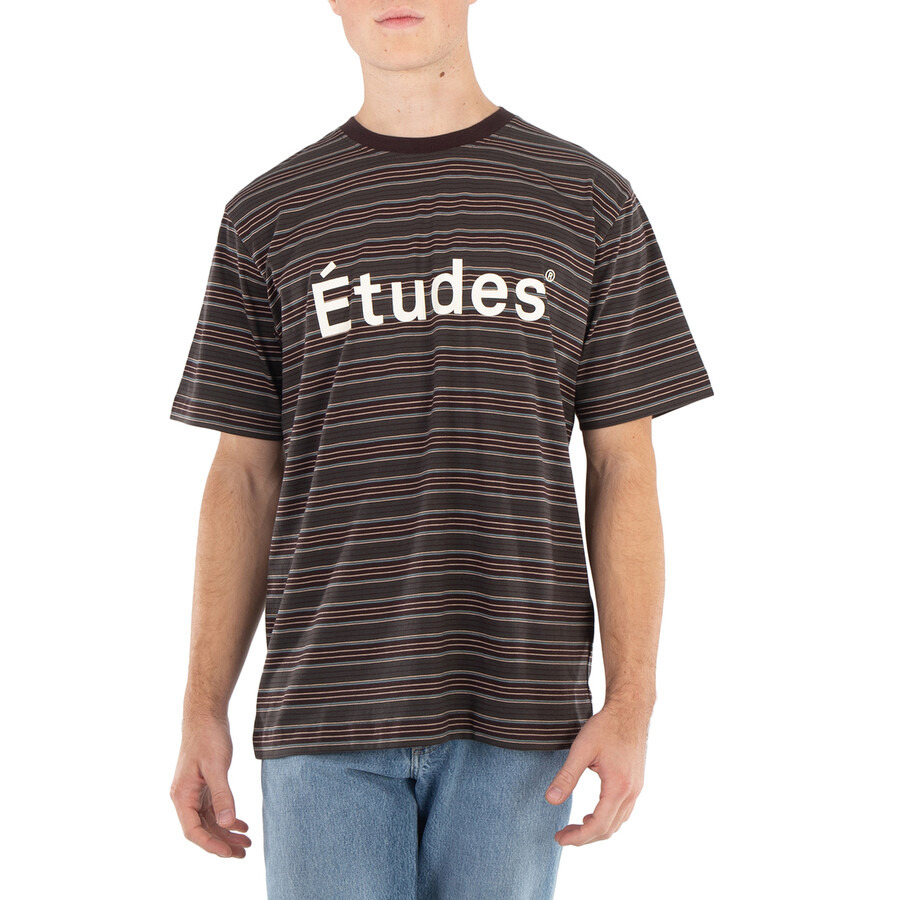 Etudes Brown Striped Wonder Logo T-Shirt - 3