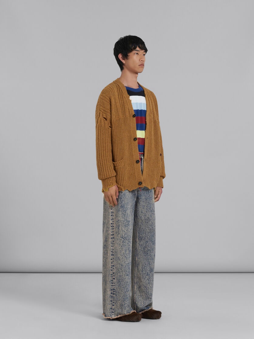 PINK FLARED 5 POCKET TROUSERS IN MARBLE-DYED DENIM - 5