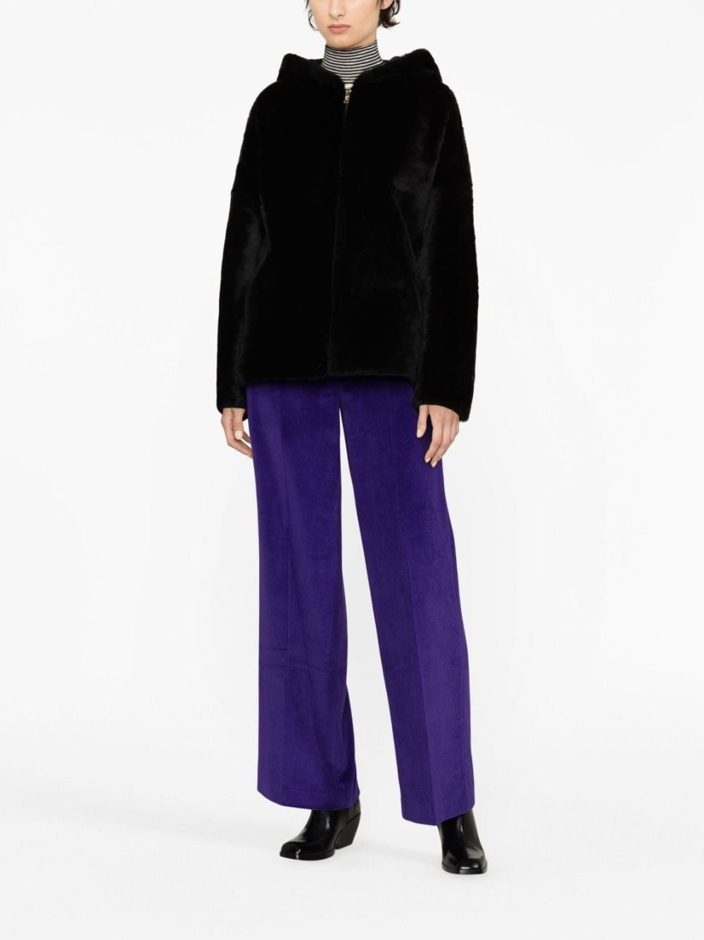 hooded shearling  jacket - 2
