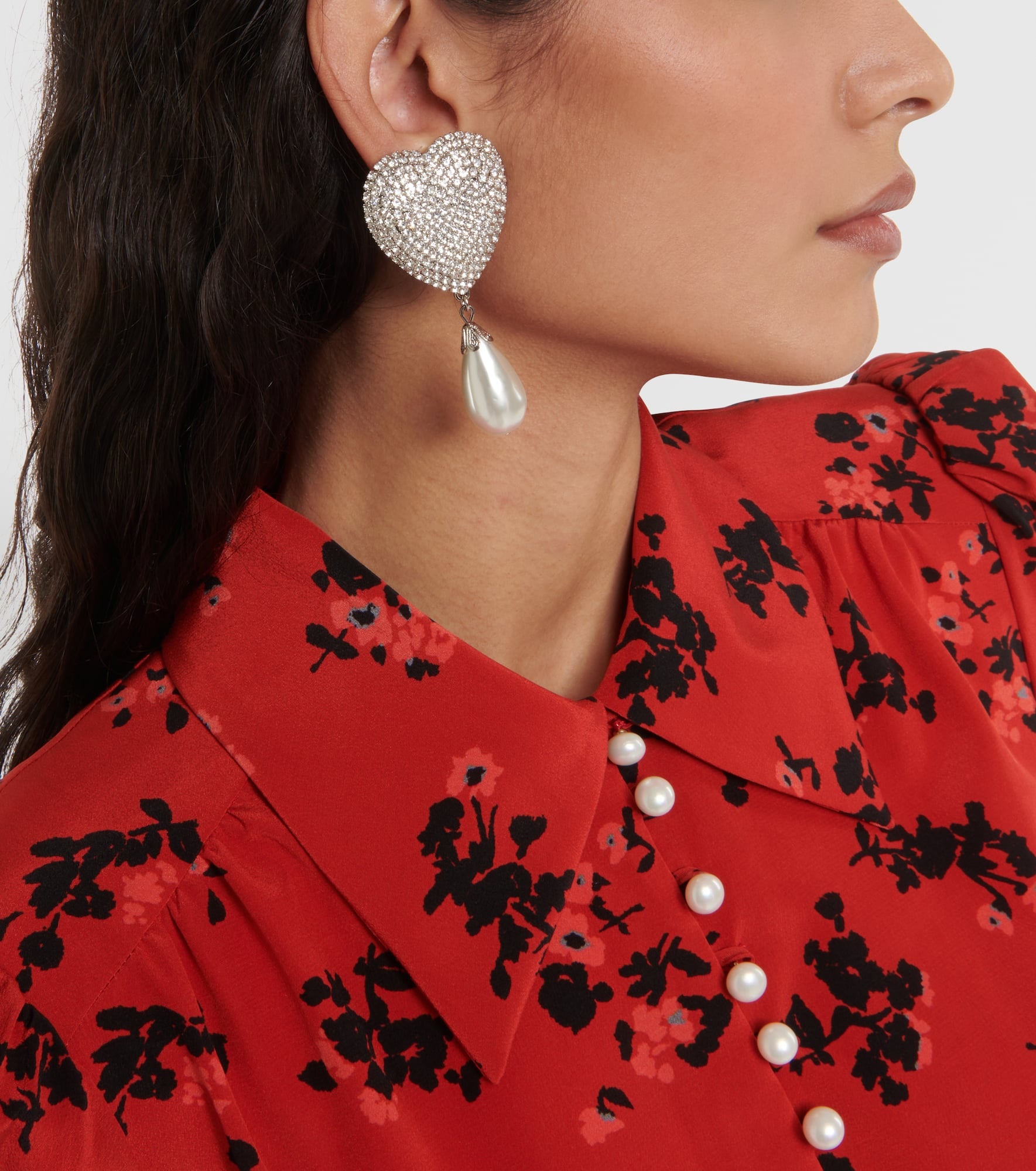 Embellished faux pearl clip-on earrings - 3