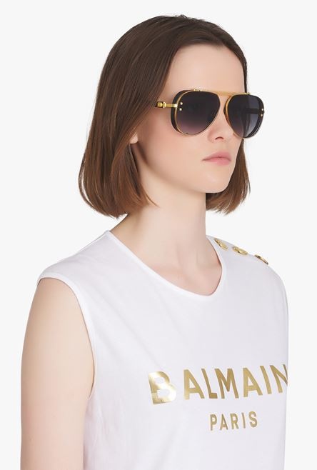 Black and gold-tone titanium Captaine sunglasses - 4