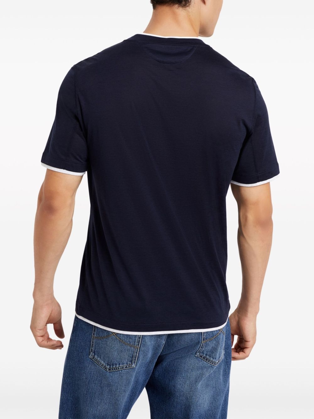 layered-design silk-blend T-shirt - 4
