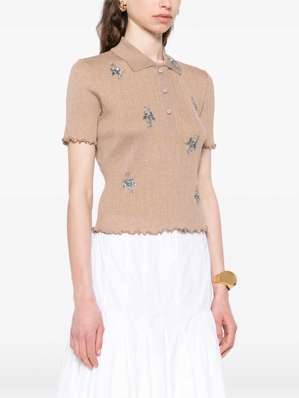 short-sleeve cropped polo top - 3