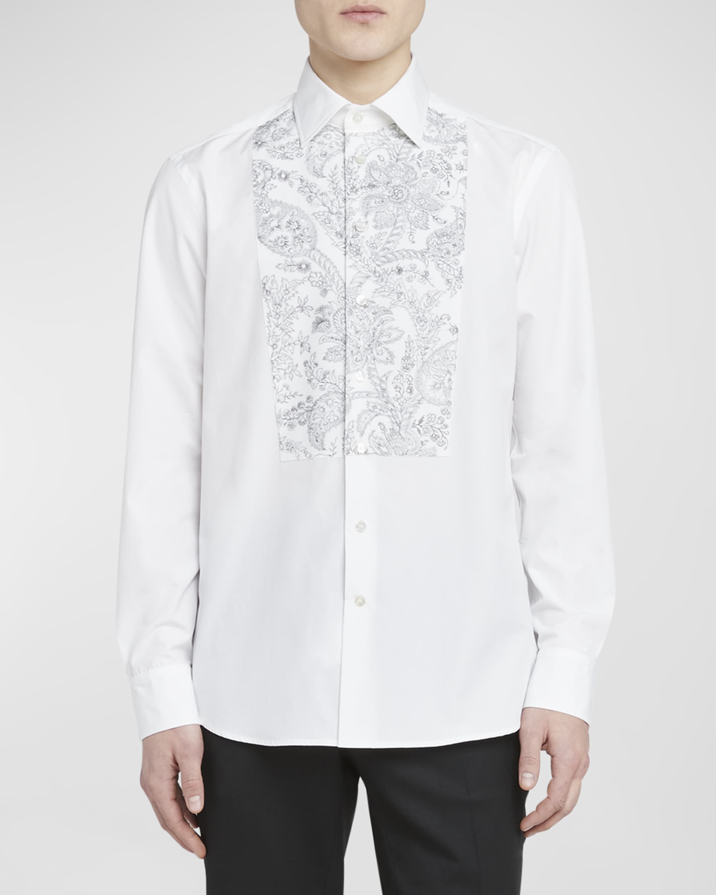 Men's Paisley Embroidered Bib Dress Shirt - 2