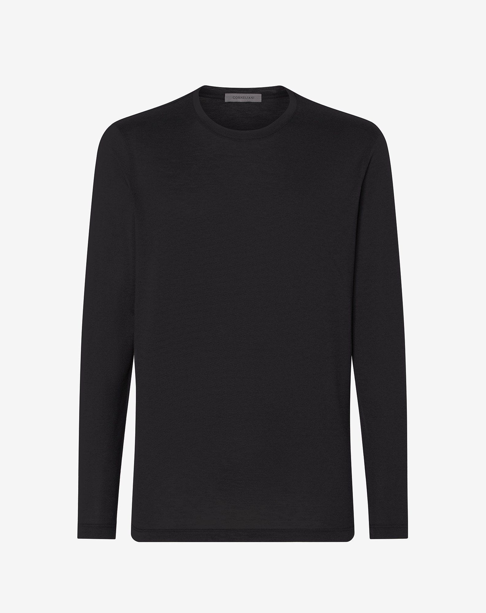 Black crew neck silk and cotton t-shirt - 3