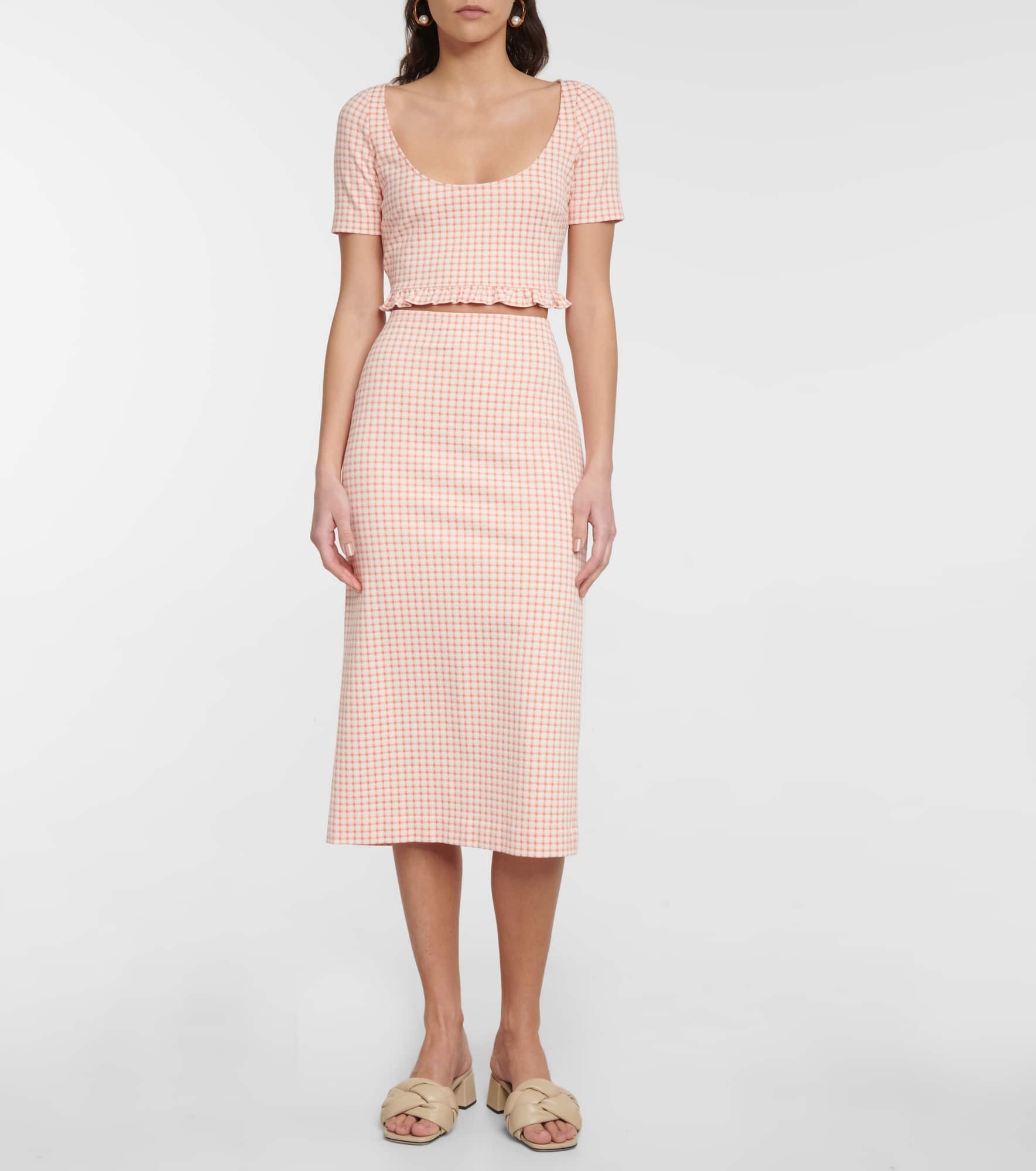 High-rise gingham pencil skirt - 2