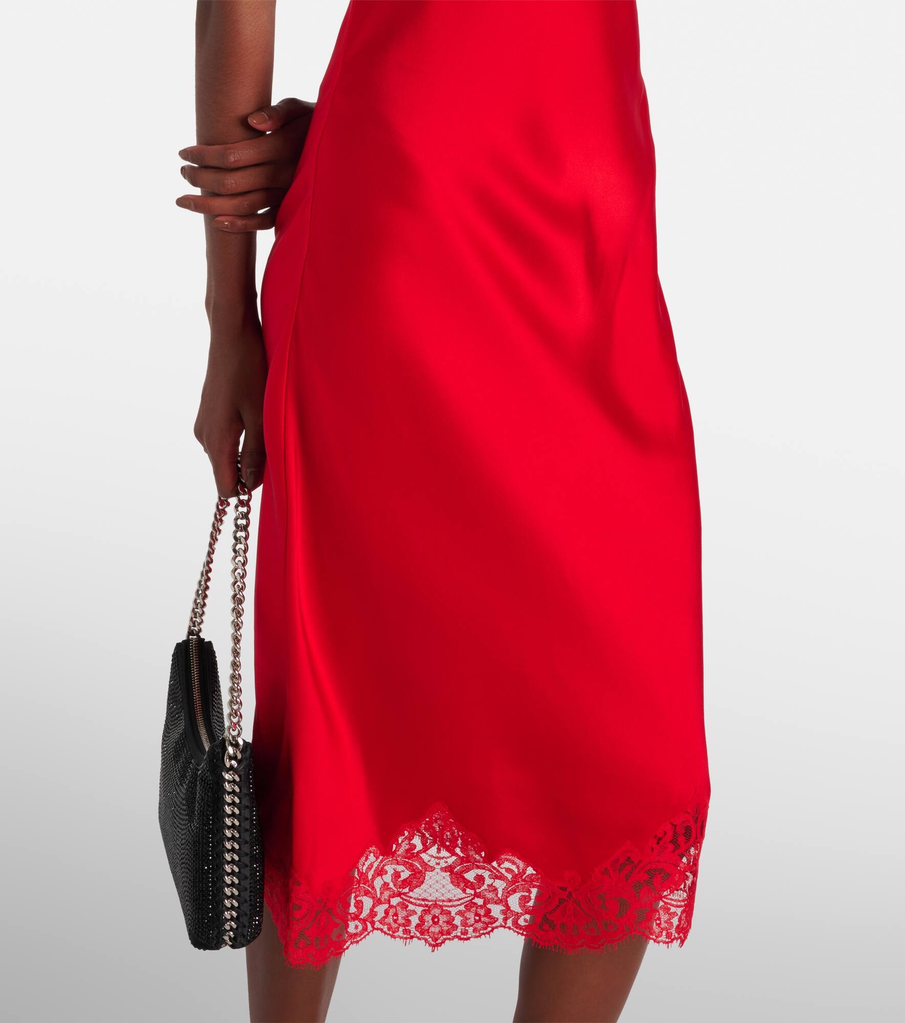 Lace-trimmed satin slip dress - 5
