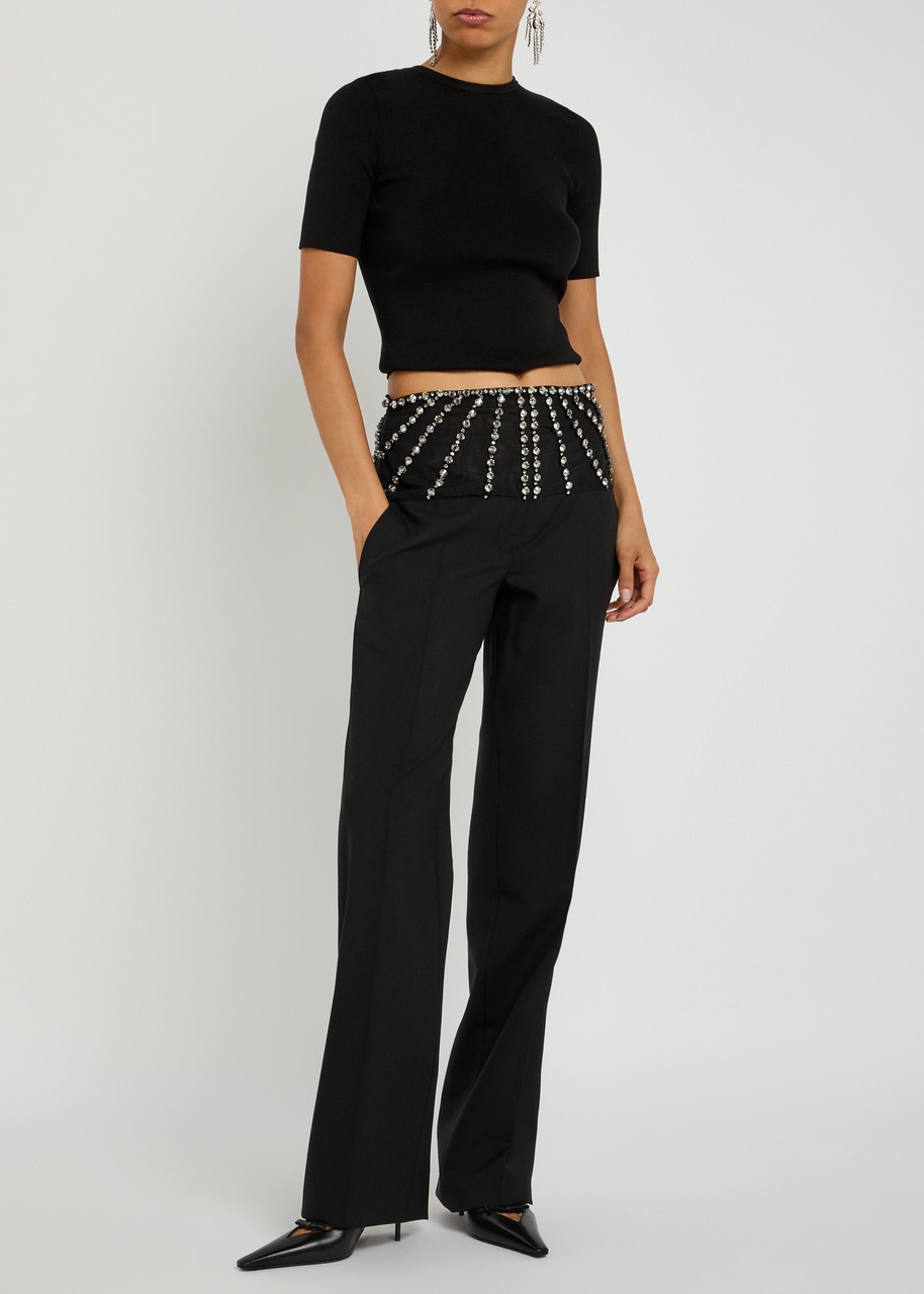 Stella Mccartney Crystal-embellished Straight-leg Trousers - 4