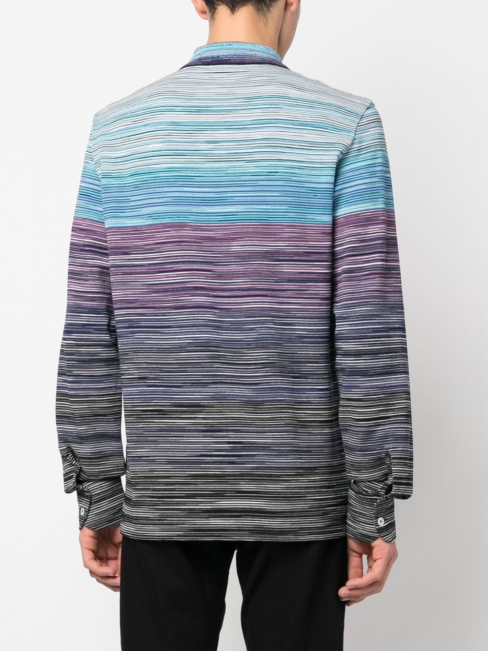 stripe-print long-sleeved polo shirt - 4