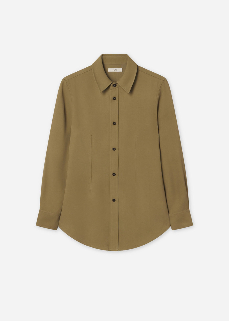Fitted Collared Shirt in Viscose Twill 1