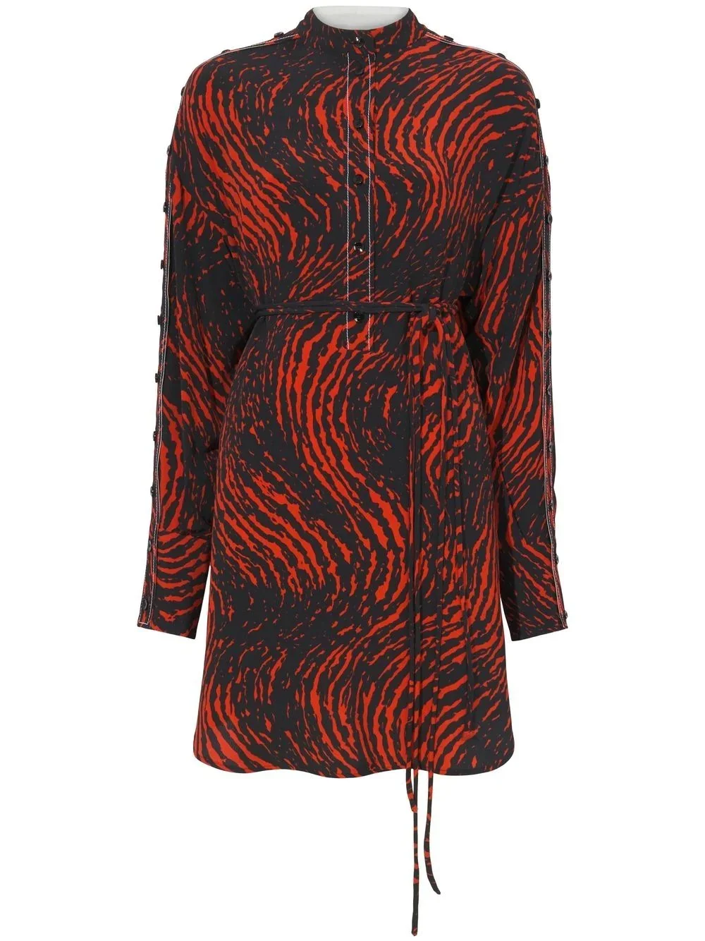 leopard-print crepe de Chine shirtdress - 1