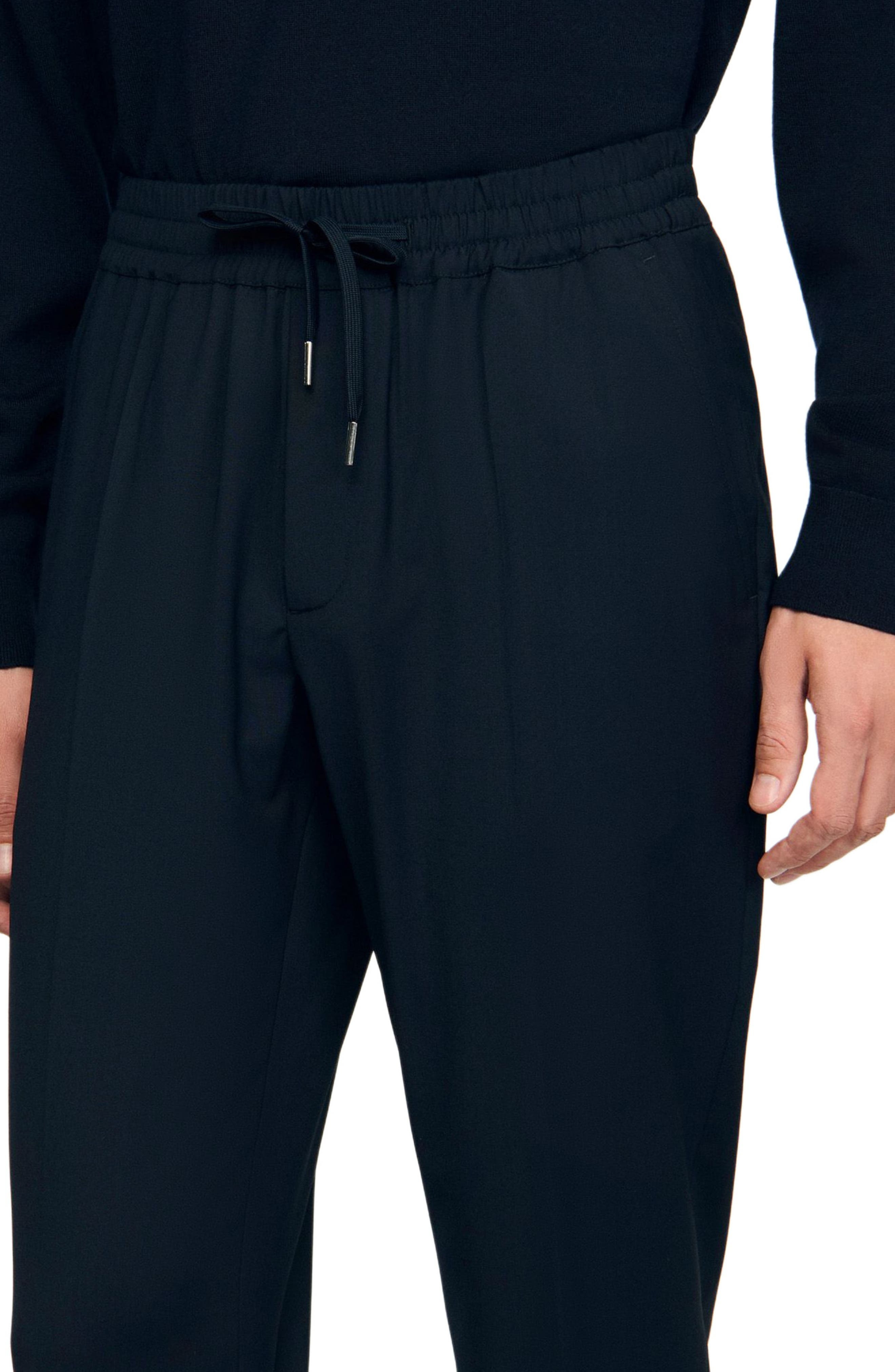 SANDRO Elasticated straight-leg trousers in Navy Blue at Nordstrom - 4