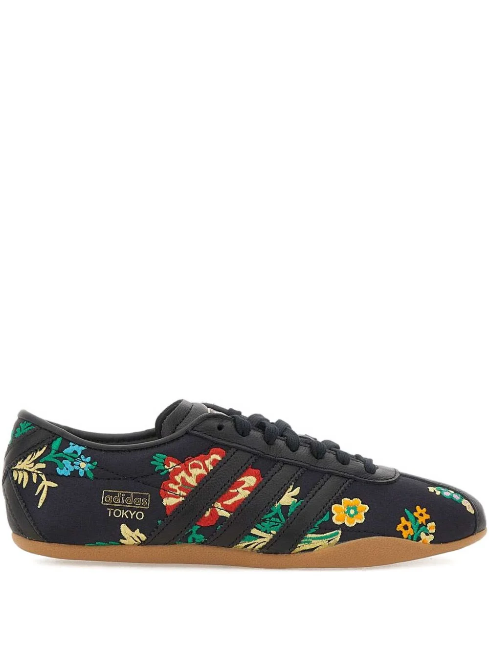 floral-embroidered lace-up sneakers - 1