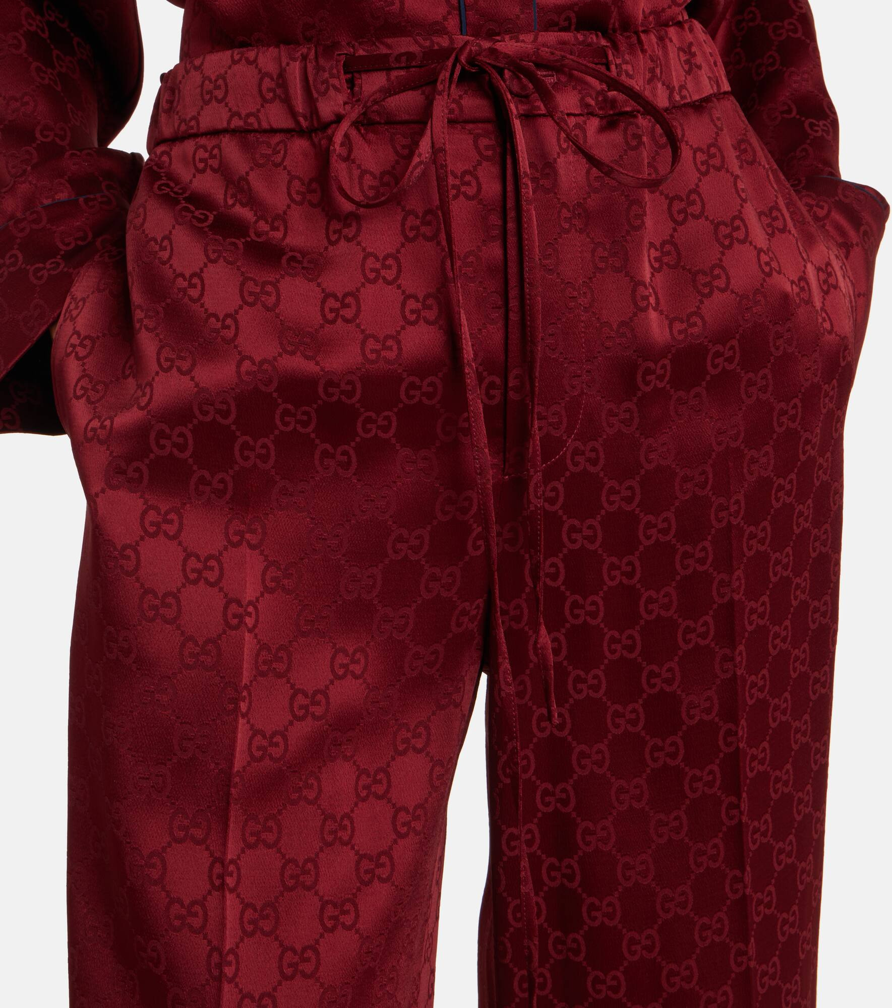 GG satin wide-leg pants - 4