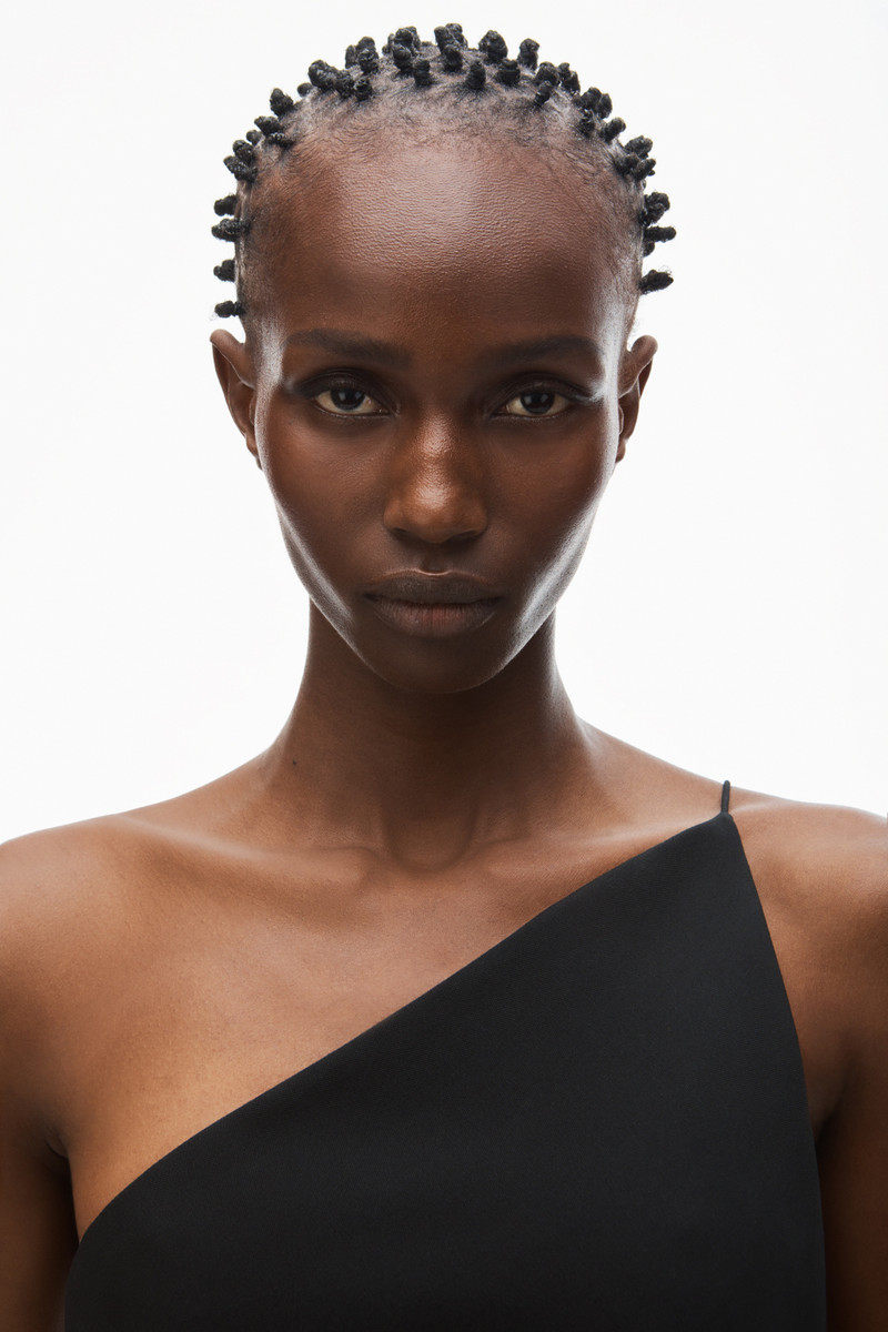 Alexander Wang asymmetric slit maxi dress in wool twill outlook