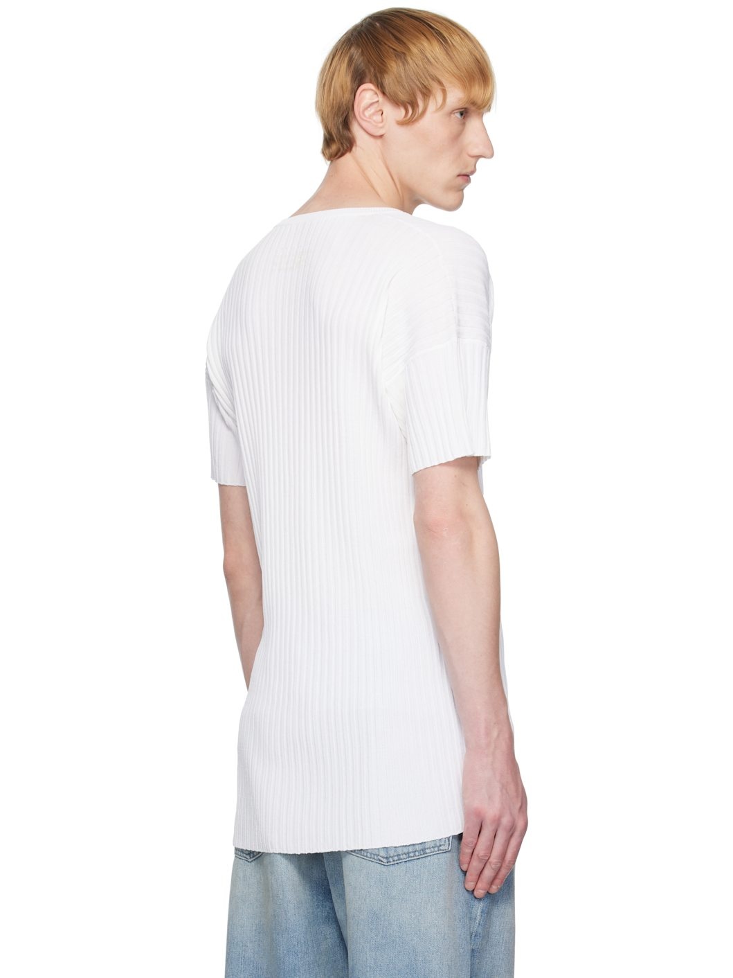 White Rib-Knit Sweater - 3