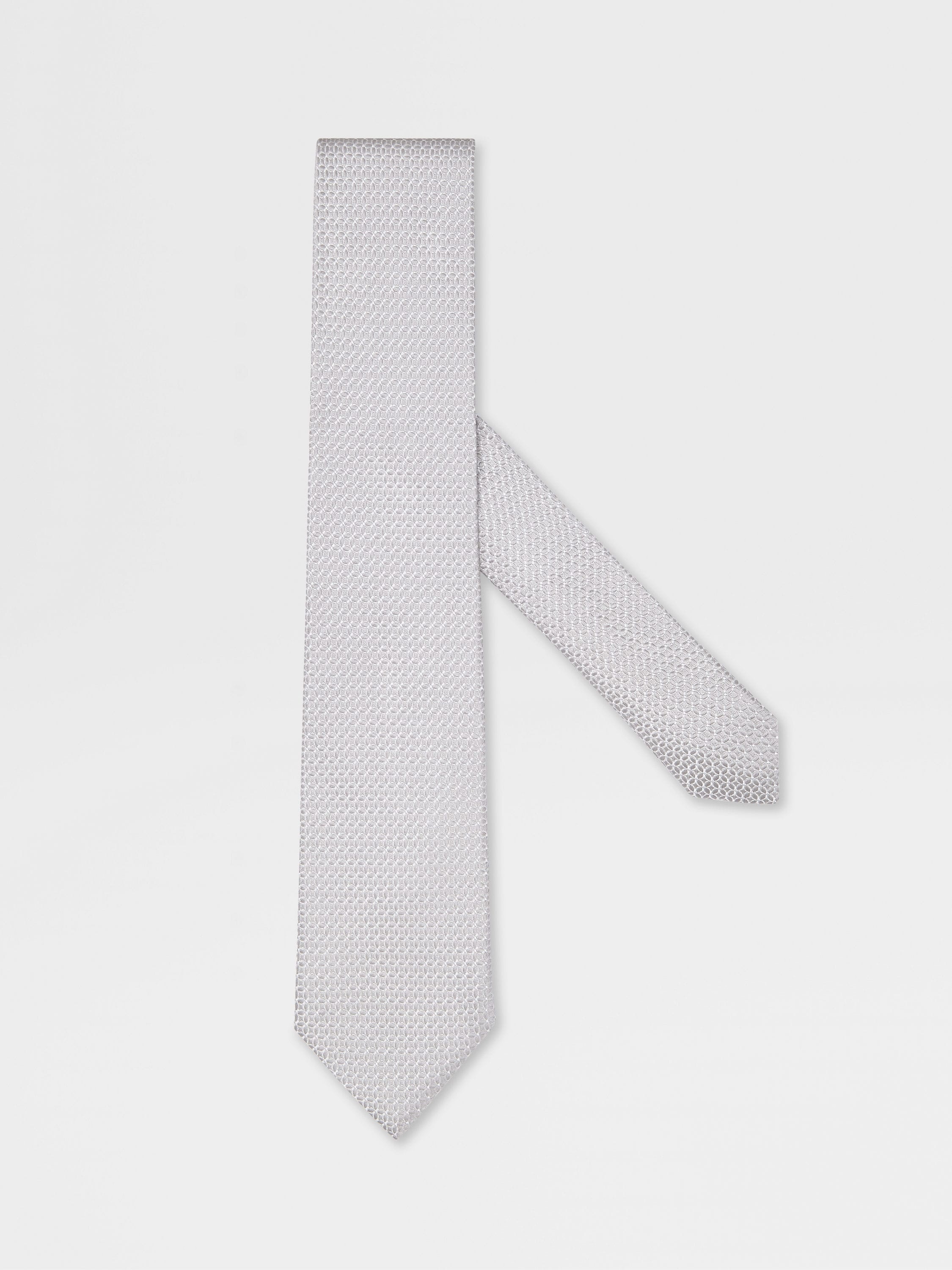 LIGHT GREY SILK TIE - 1