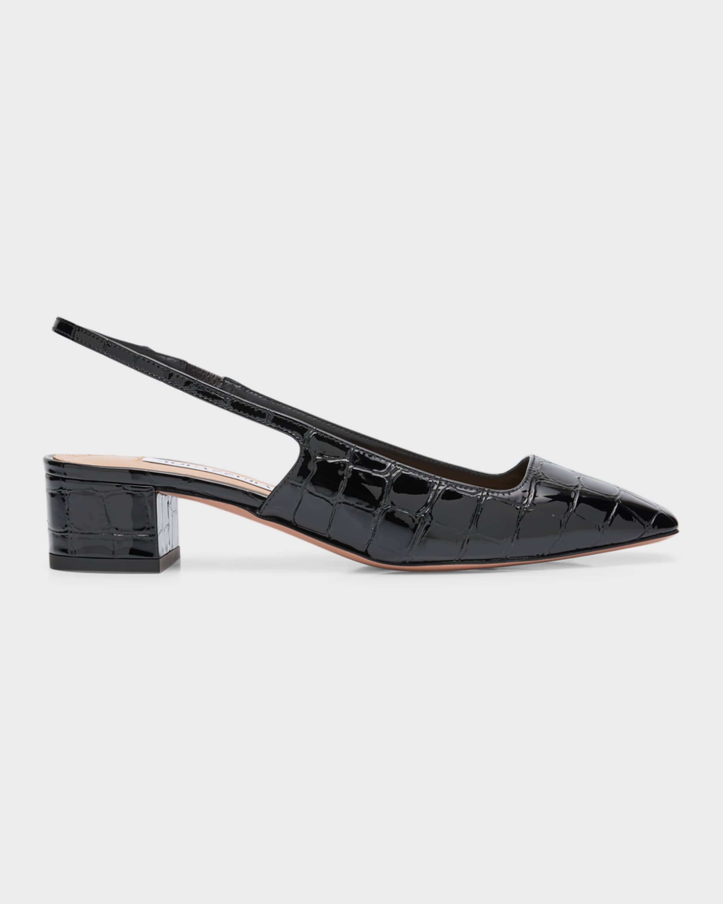 Ginza Croco Slingback Ballerina Pumps - 1