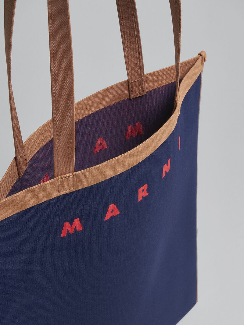 TRUNK SOFT IN BLUE AND BROWN KNIT FABRIC 4