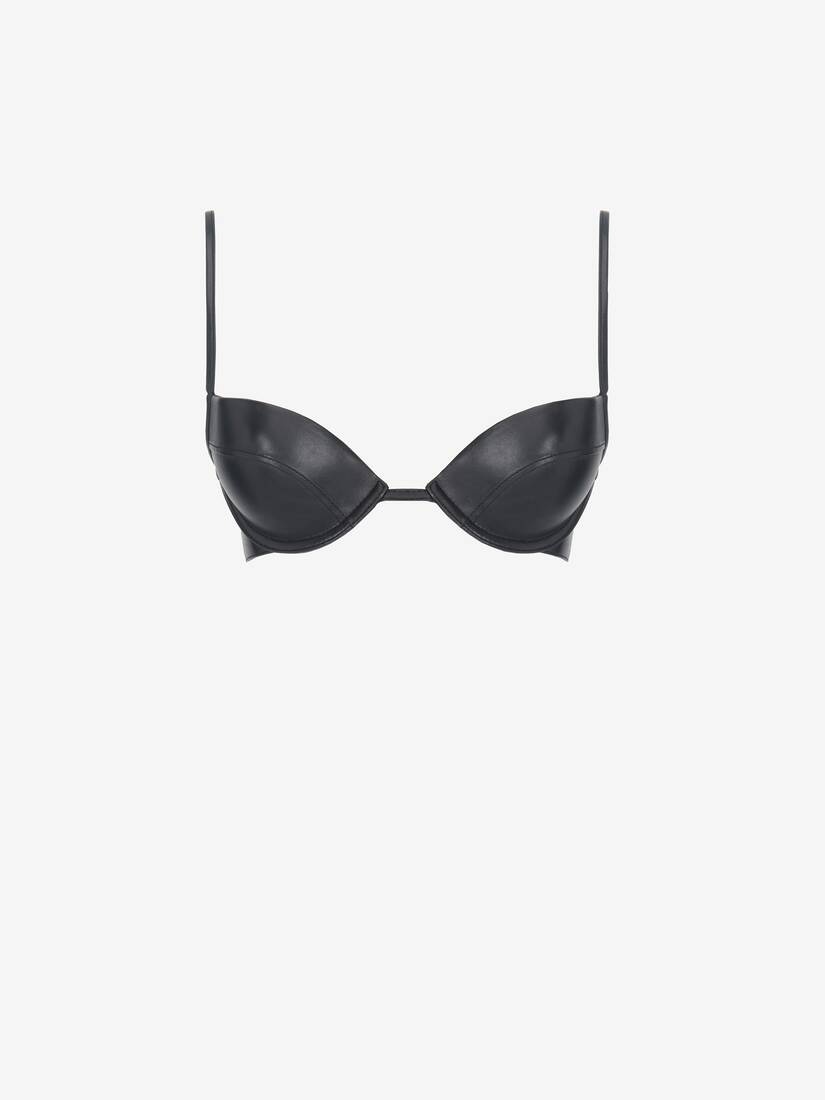 Women's Leather Bra in Black - 2