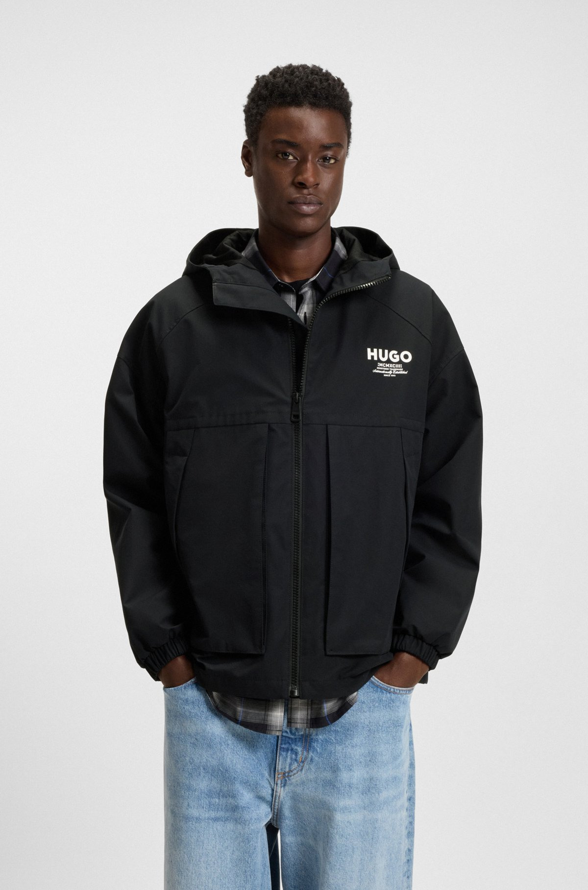 WATER-REPELLENT HOODED JACKET WITH LOGO PRINTS - 2