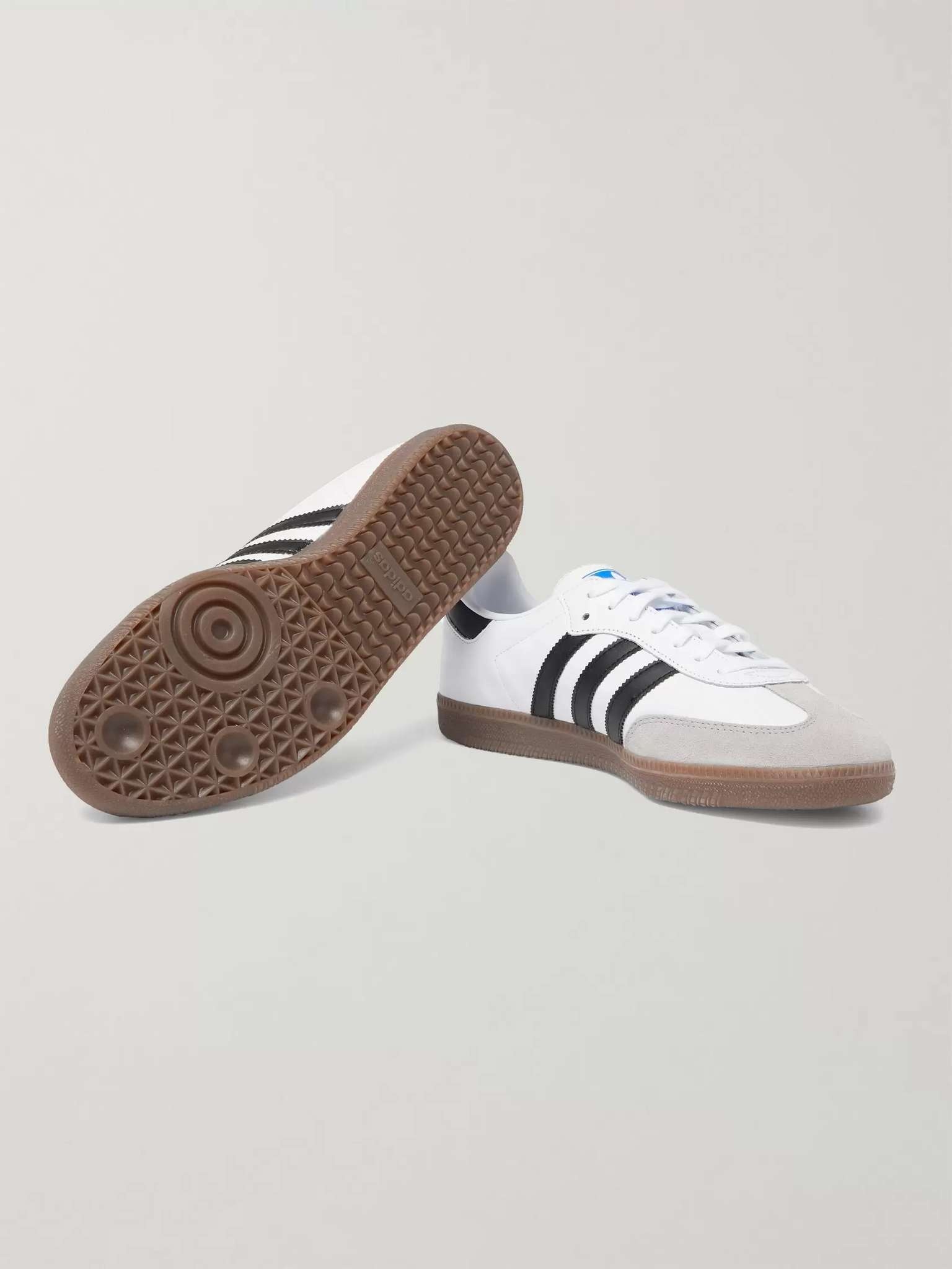 Samba Suede-Trimmed Leather Sneakers - 7