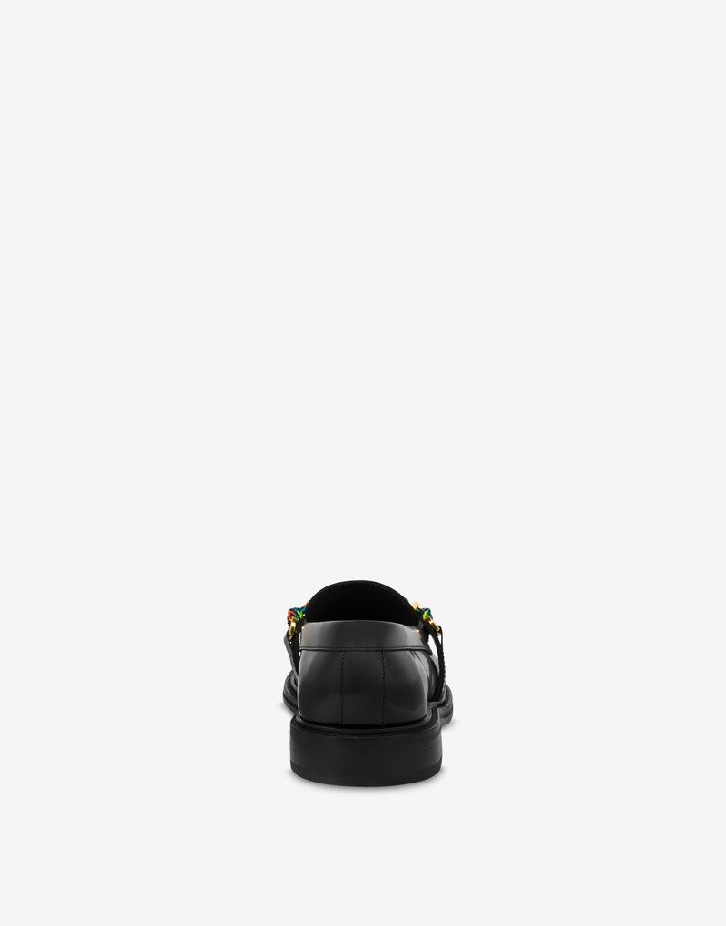 Moschino ABRASIVATO CALFSKIN LOAFERS LETTERING LOGO outlook