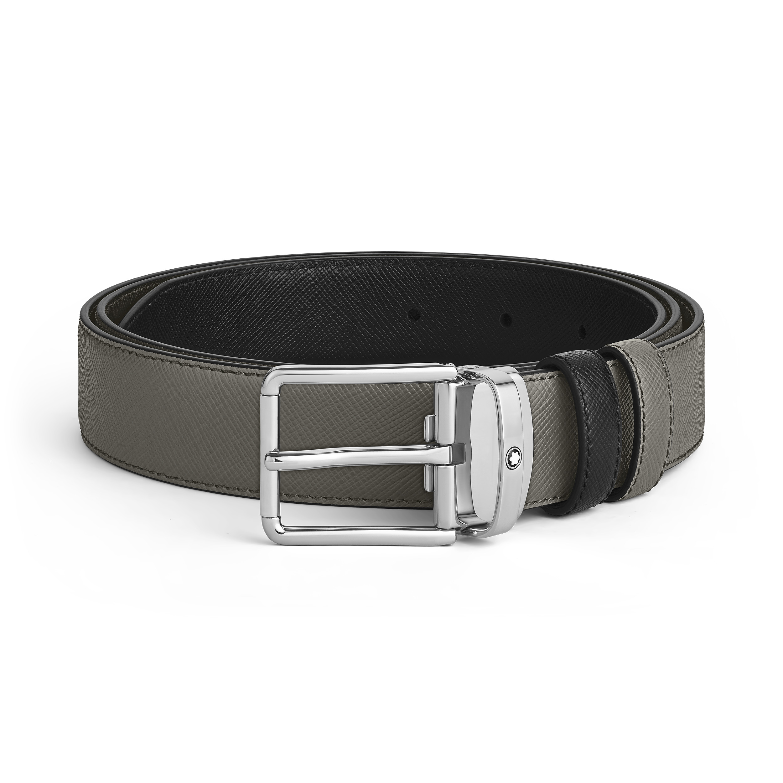 MEDIUM GREY/BLACK 30MM REVERSIBLE LEATHER STRAP - 1