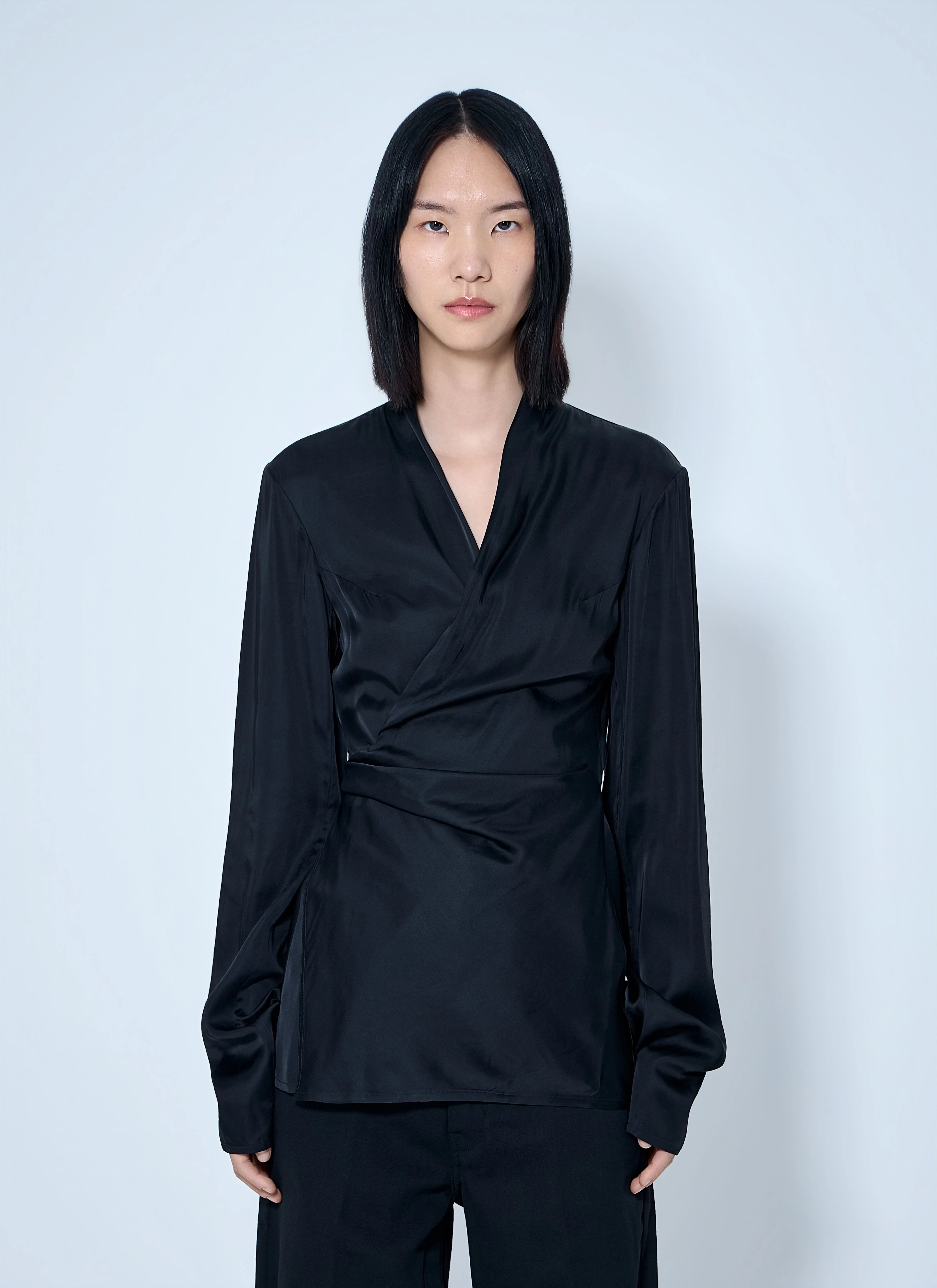 Laura Satin Wrap Top - 1