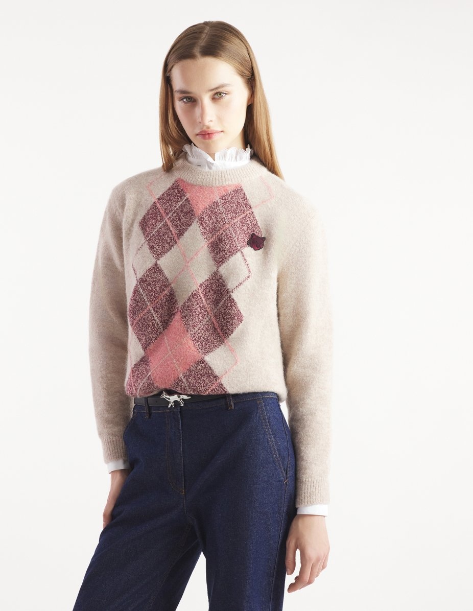BOLD FOX HEAD PATCH ARGYLE  COMFORT JUMPER - 3
