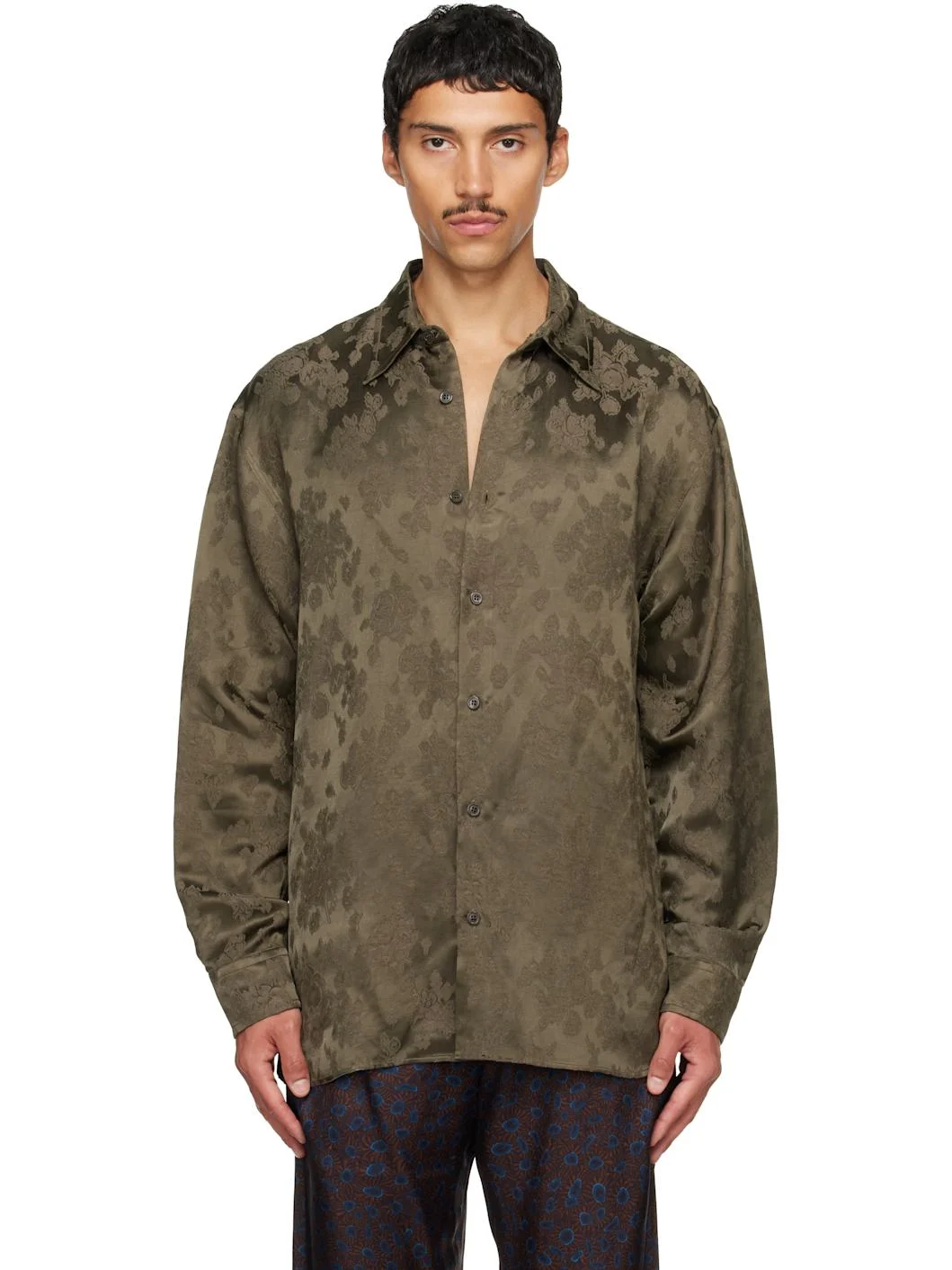 Khaki Brocade Shirt - 1