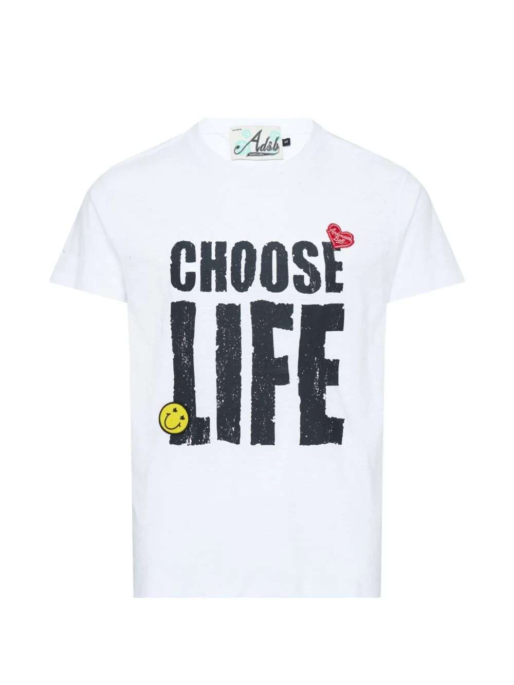 slogan-print slub-texture T-shirt - 1