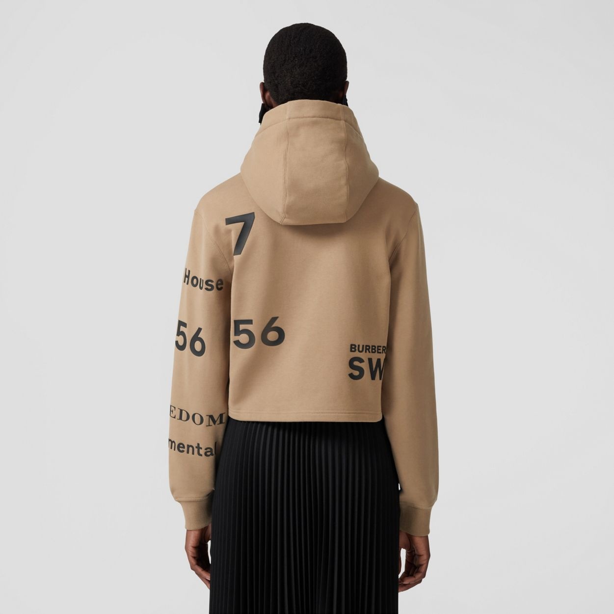 Horseferry Print Cotton Cropped Hoodie - 4