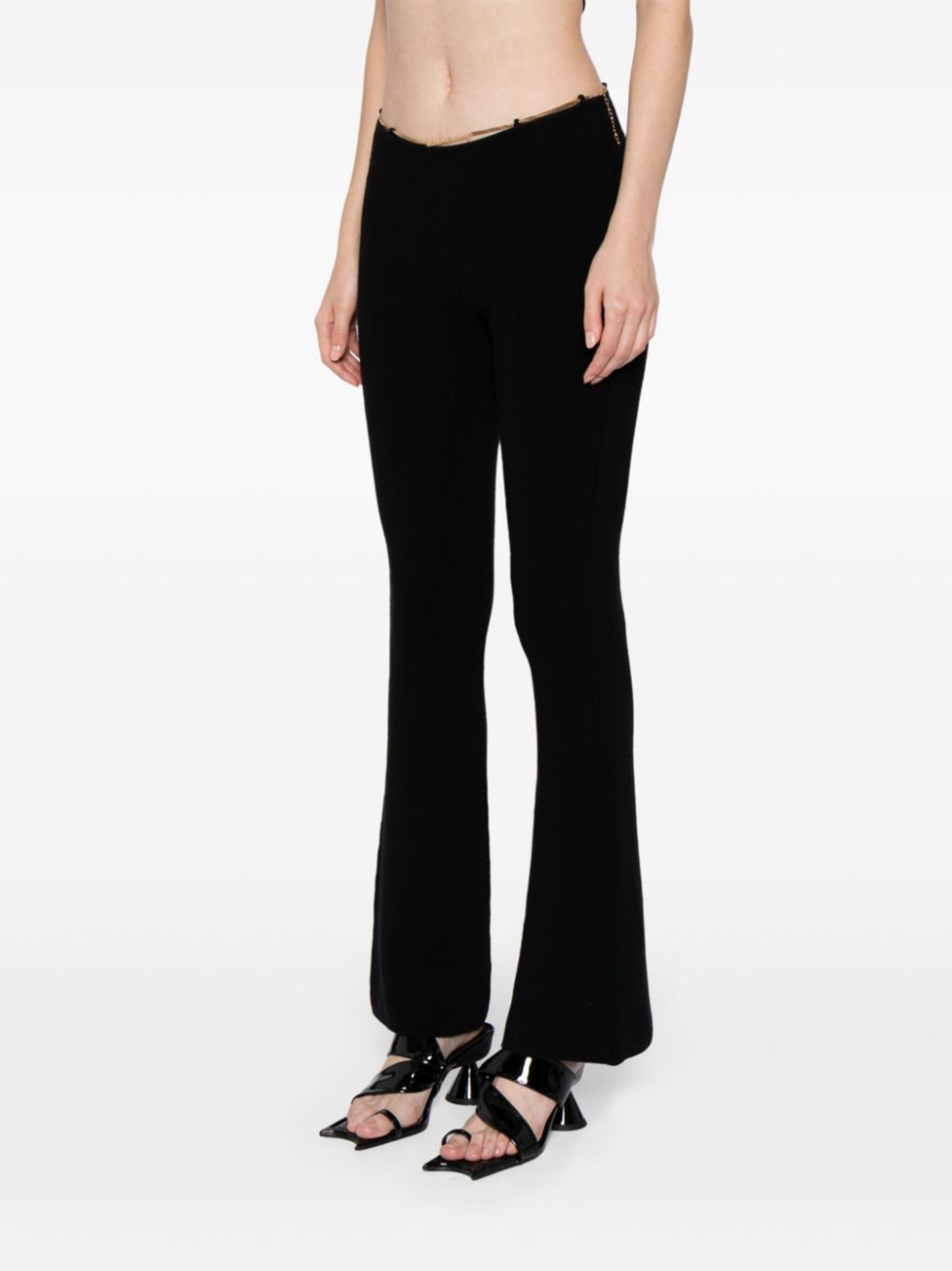 ribbed chain-link flared trousers - 3