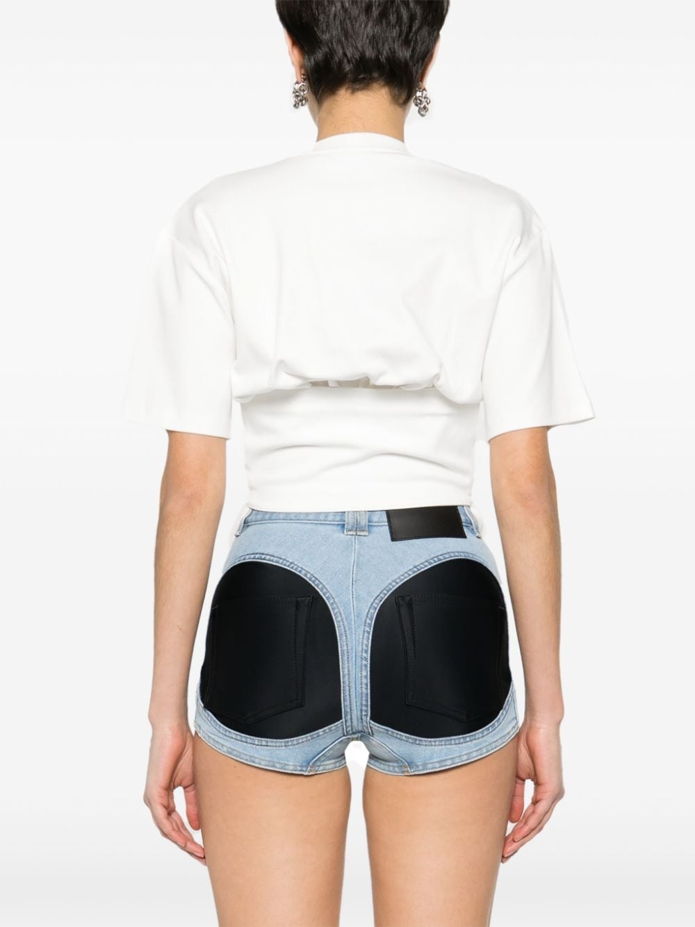 corset detail cotton T-shirt - 4