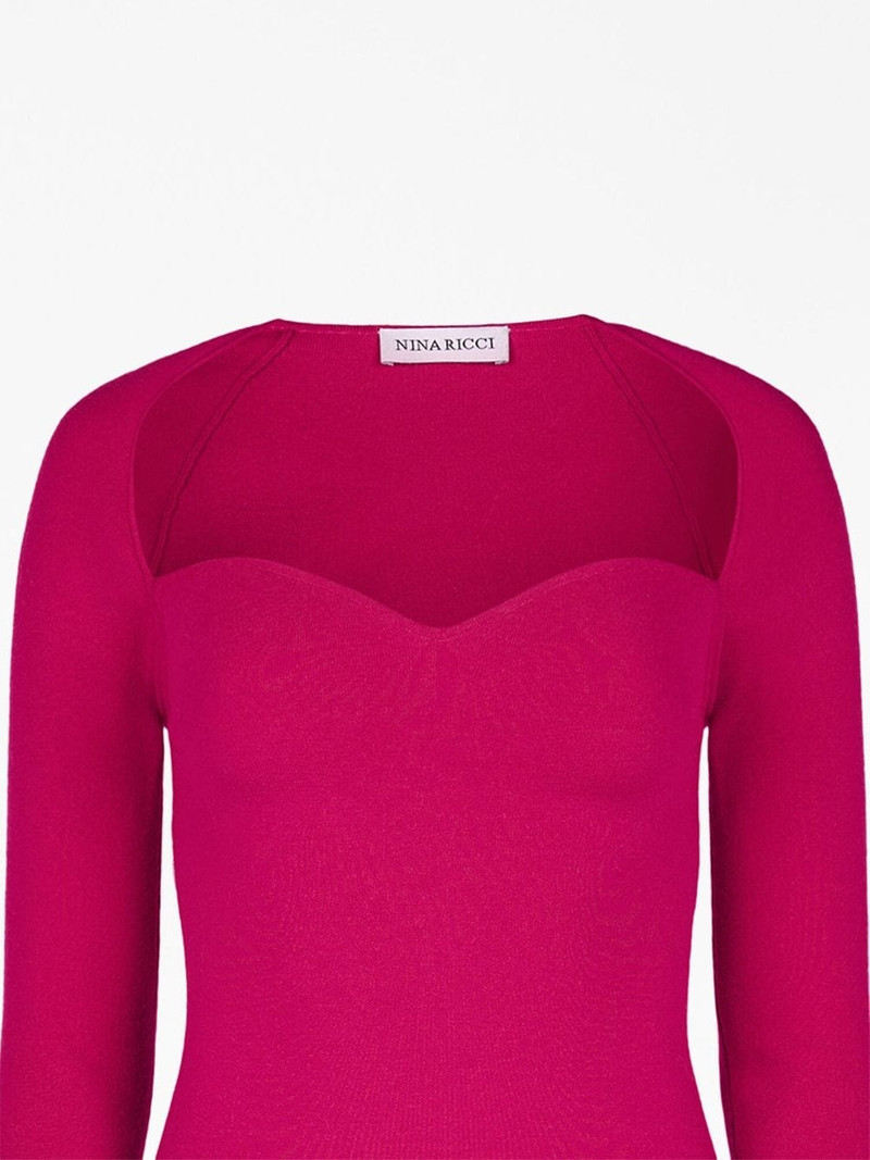 NINA RICCI sweetheart-neck long-sleeve dress outlook