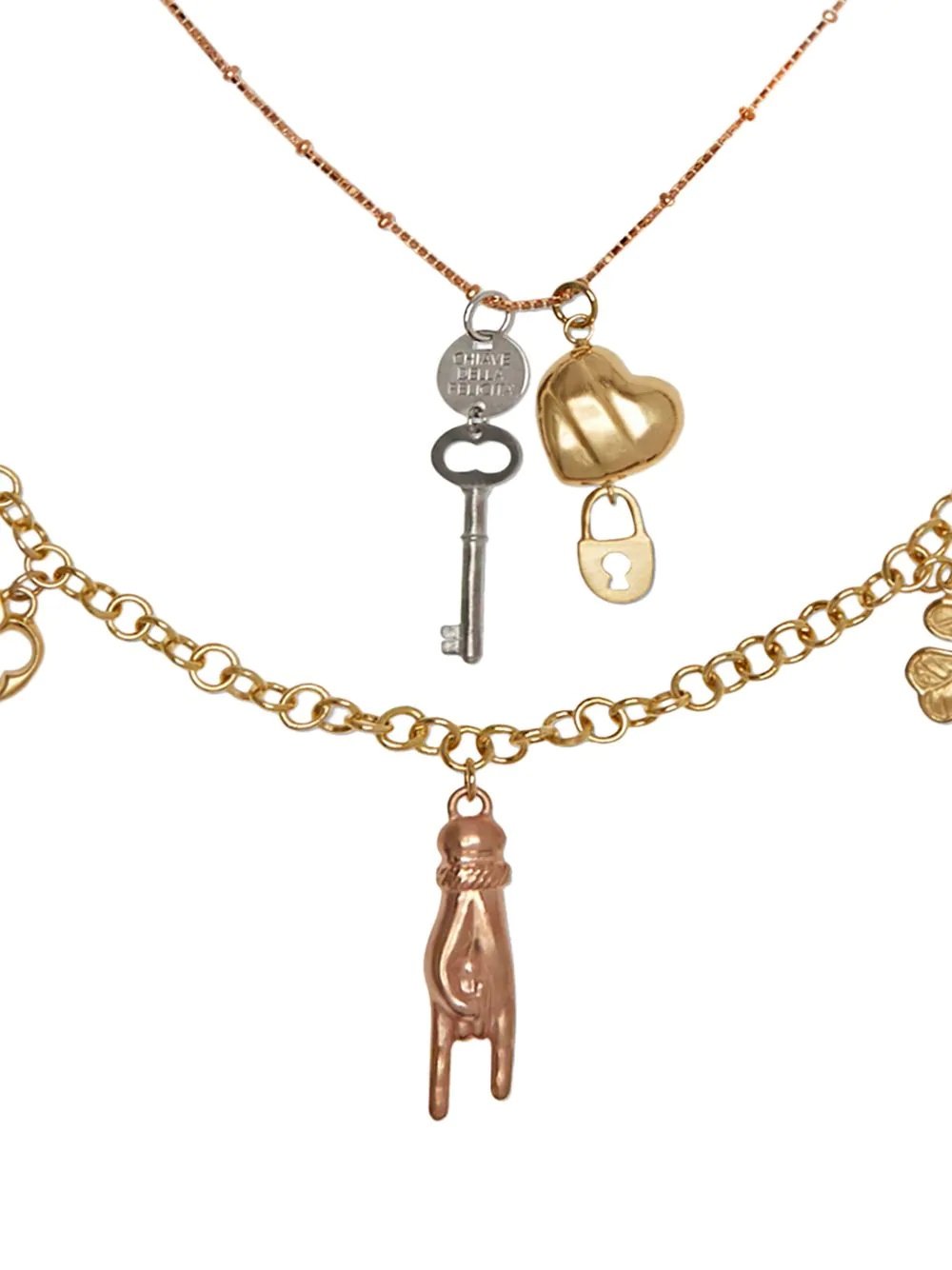 18kt gold Family charm necklace - 2