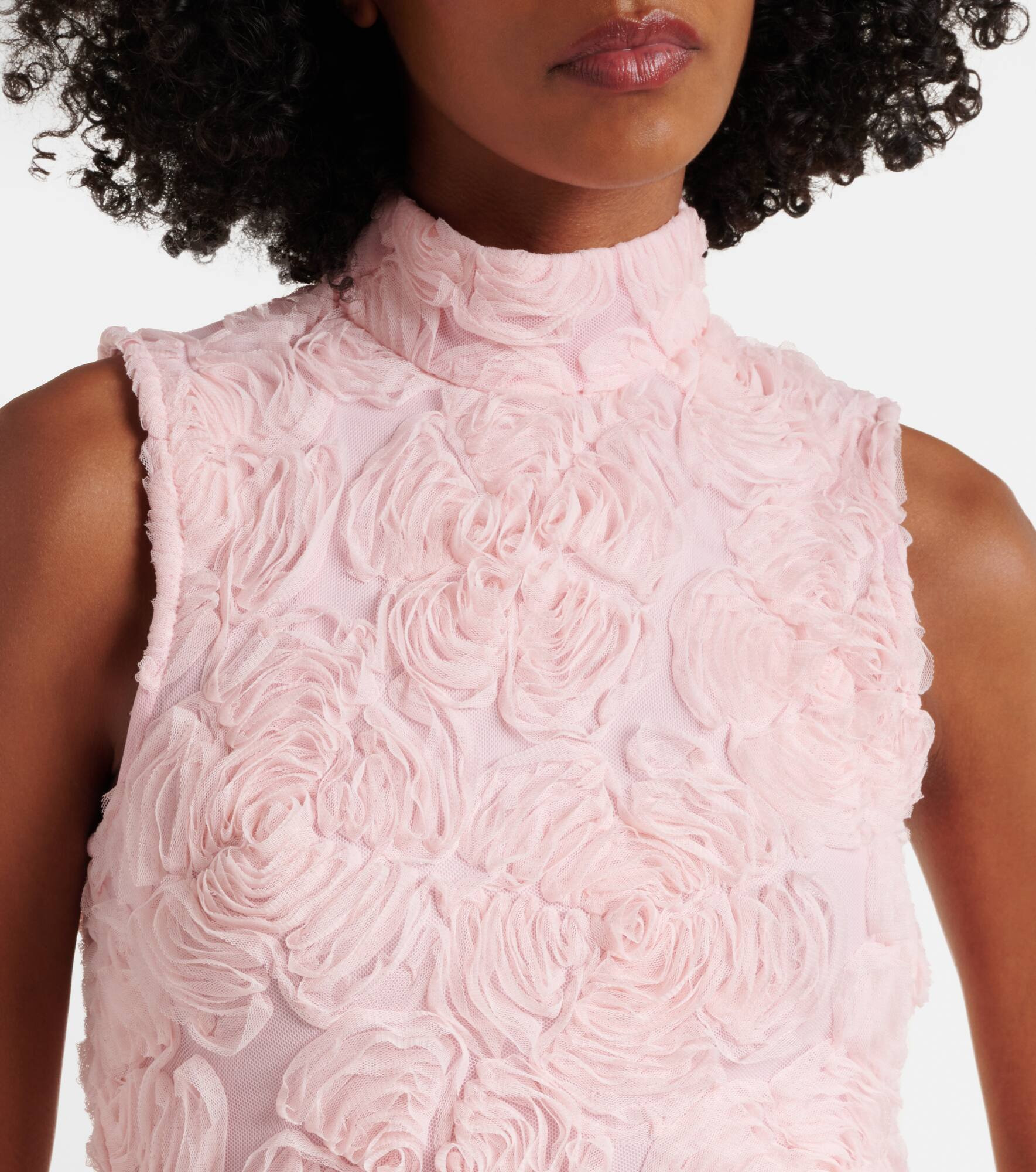 Floral mesh maxi dress - 4